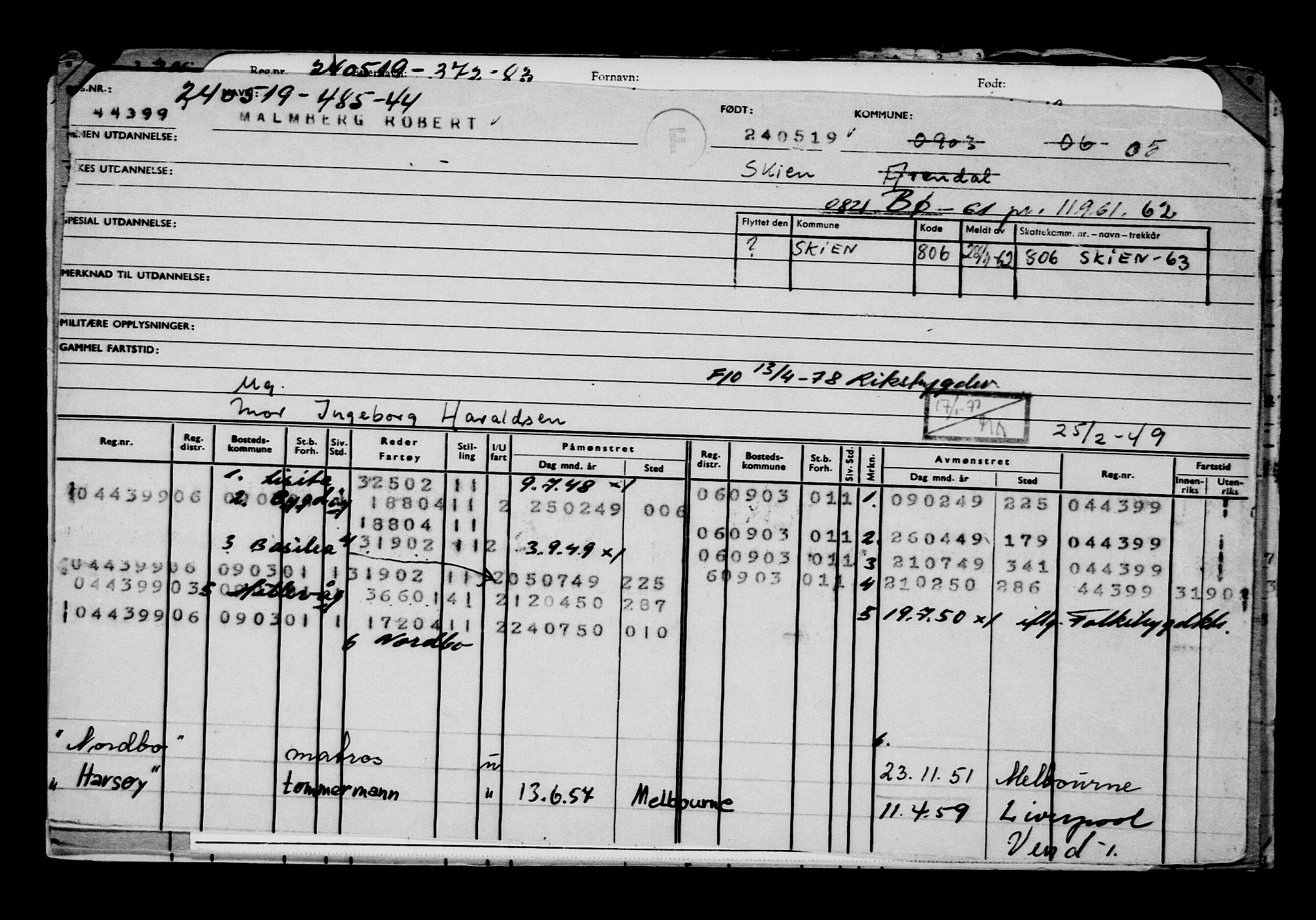 Direktoratet for sjømenn, AV/RA-S-3545/G/Gb/L0169: Hovedkort, 1919, s. 111