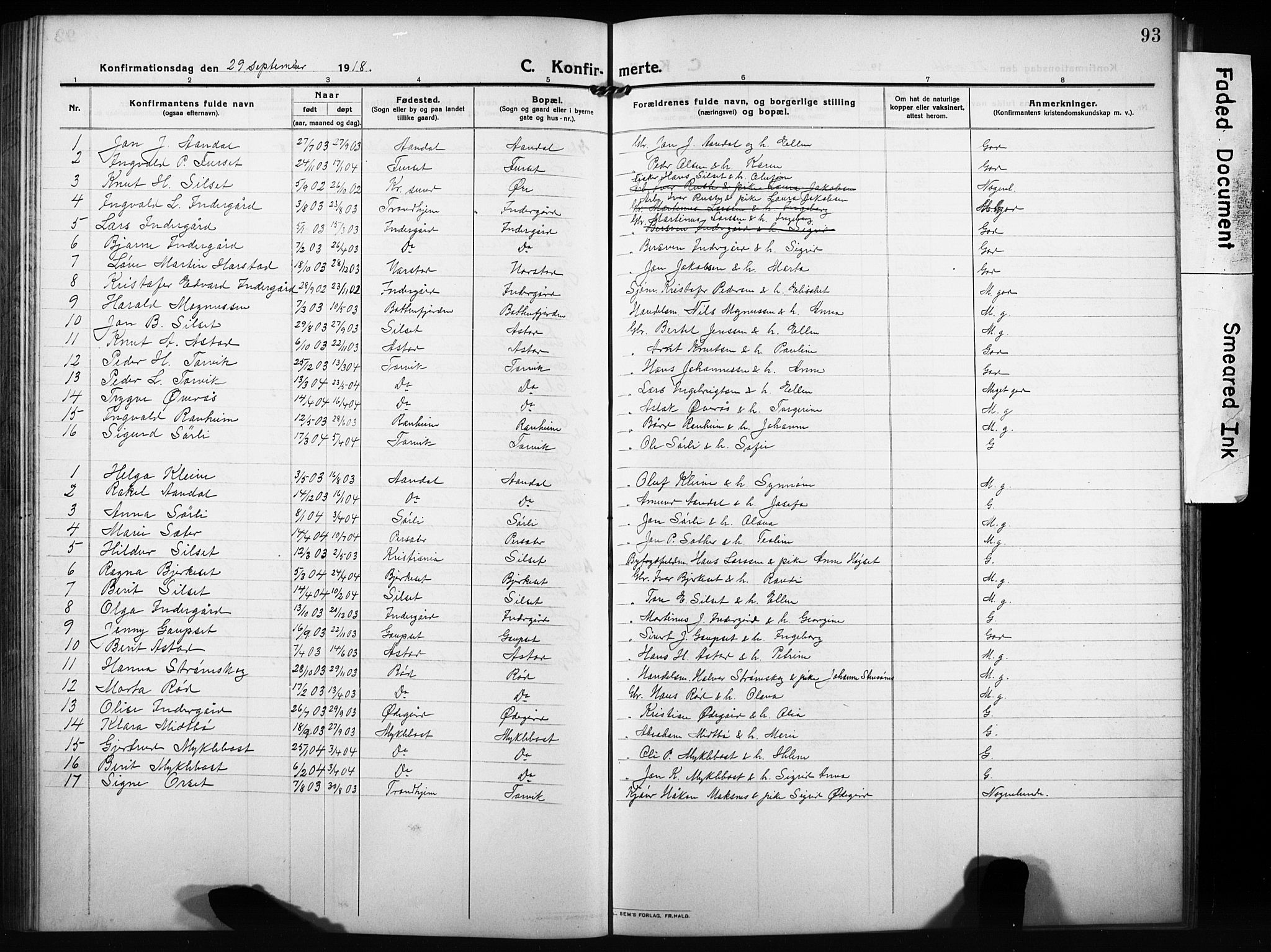 Ministerialprotokoller, klokkerbøker og fødselsregistre - Møre og Romsdal, AV/SAT-A-1454/584/L0970: Klokkerbok nr. 584C03, 1912-1932, s. 93