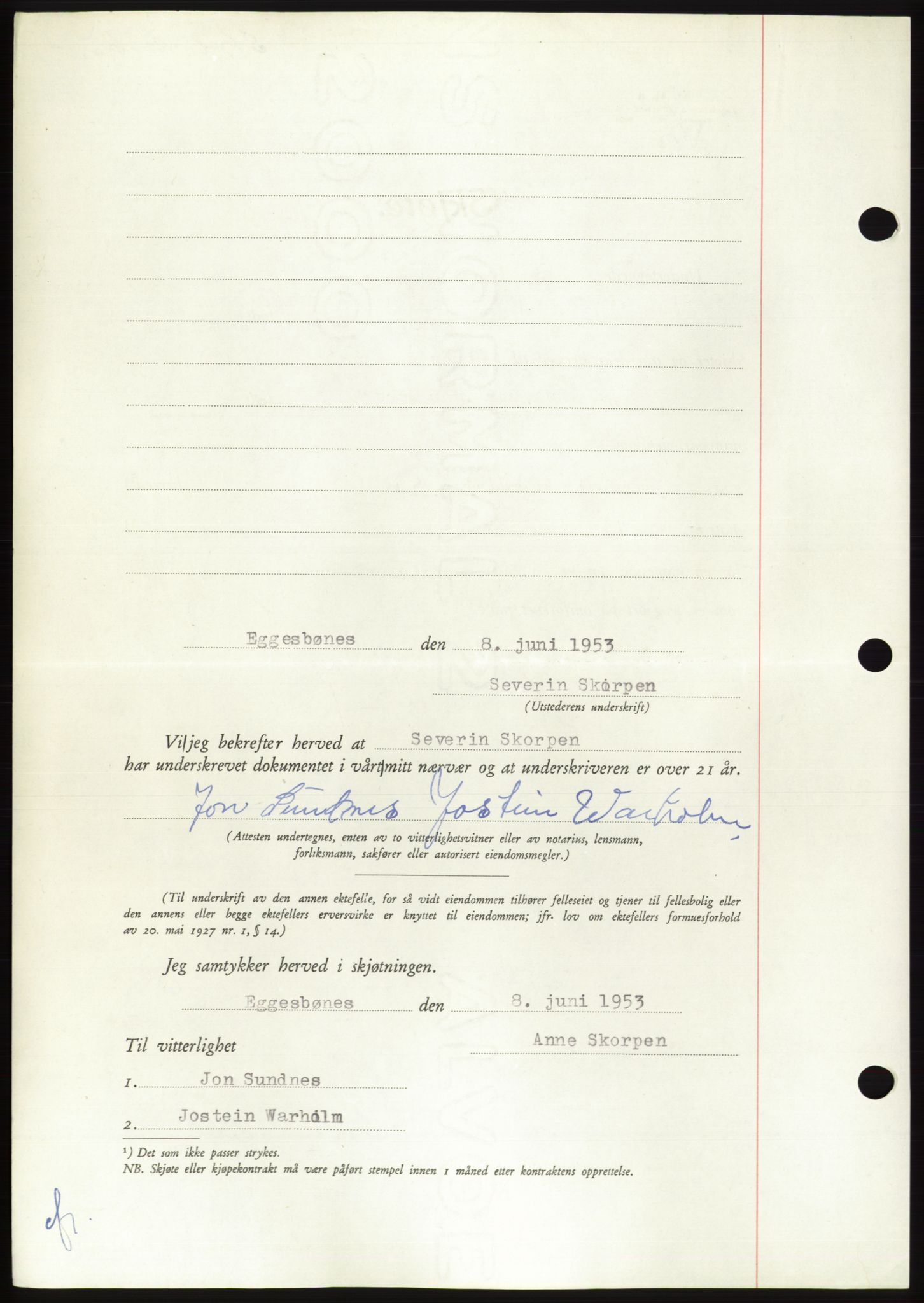 Søre Sunnmøre sorenskriveri, AV/SAT-A-4122/1/2/2C/L0095: Pantebok nr. 21A, 1953-1953, Dagboknr: 1372/1953