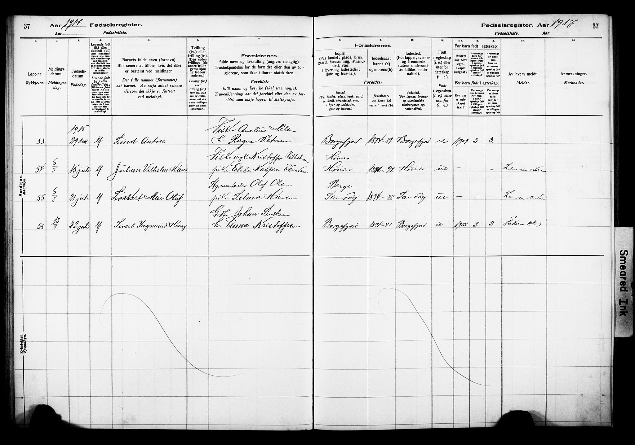 Ministerialprotokoller, klokkerbøker og fødselsregistre - Nordland, AV/SAT-A-1459/880/L1145: Fødselsregister nr. 880.II.4.1, 1916-1929, s. 37