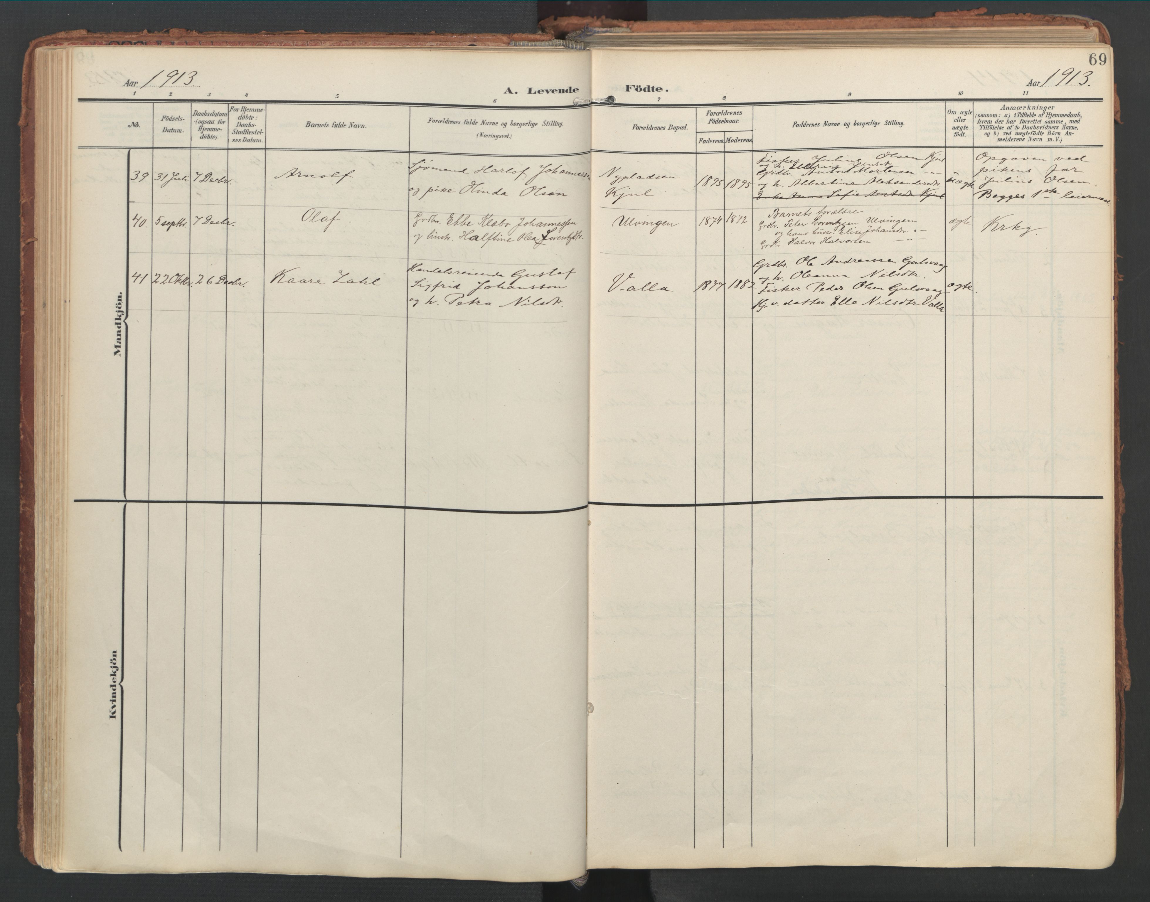 Ministerialprotokoller, klokkerbøker og fødselsregistre - Nordland, AV/SAT-A-1459/816/L0250: Ministerialbok nr. 816A16, 1903-1923, s. 69