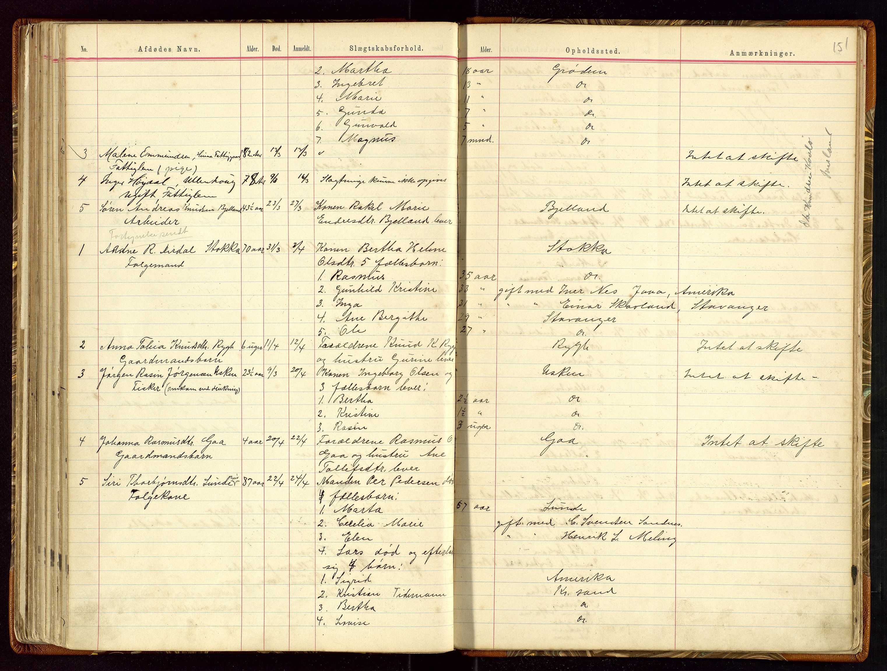 Hetland lensmannskontor, AV/SAST-A-100101/Gga/L0001: Dødsfallprotokoll, 1883-1910, s. 151