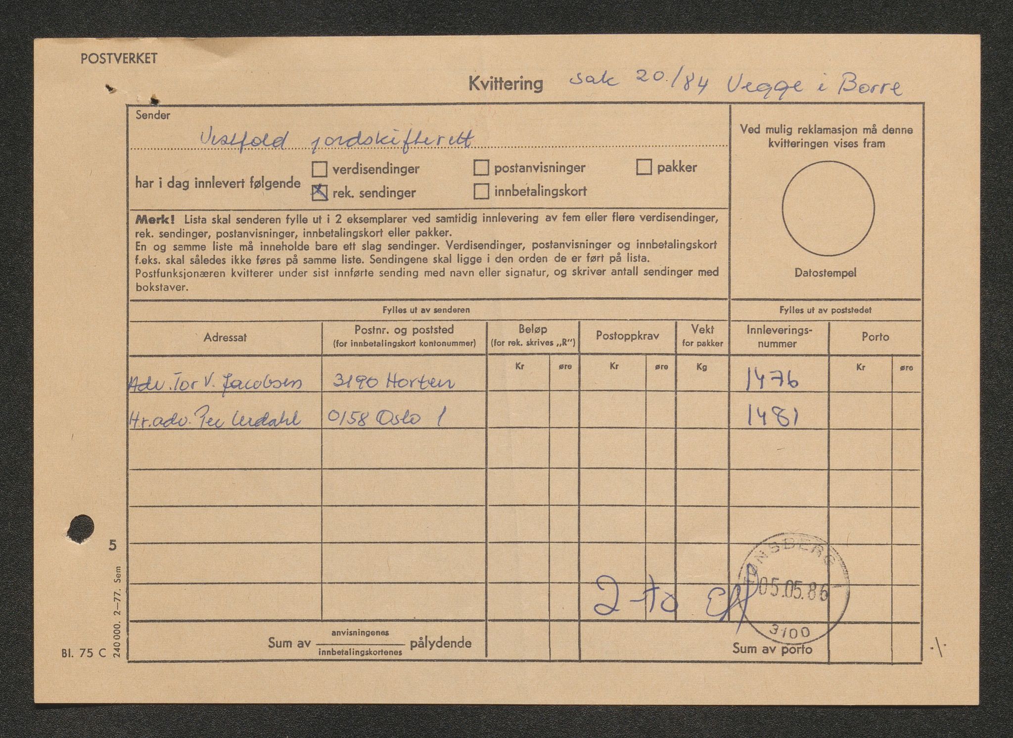 Vestfold jordskifterett, AV/SAKO-A-1152/G/Gb/L0021/0004: Horten, gnr. 72-108 / Gårdsnr. 108: Sak 0700-1984-0020, 1986-1989, s. 15