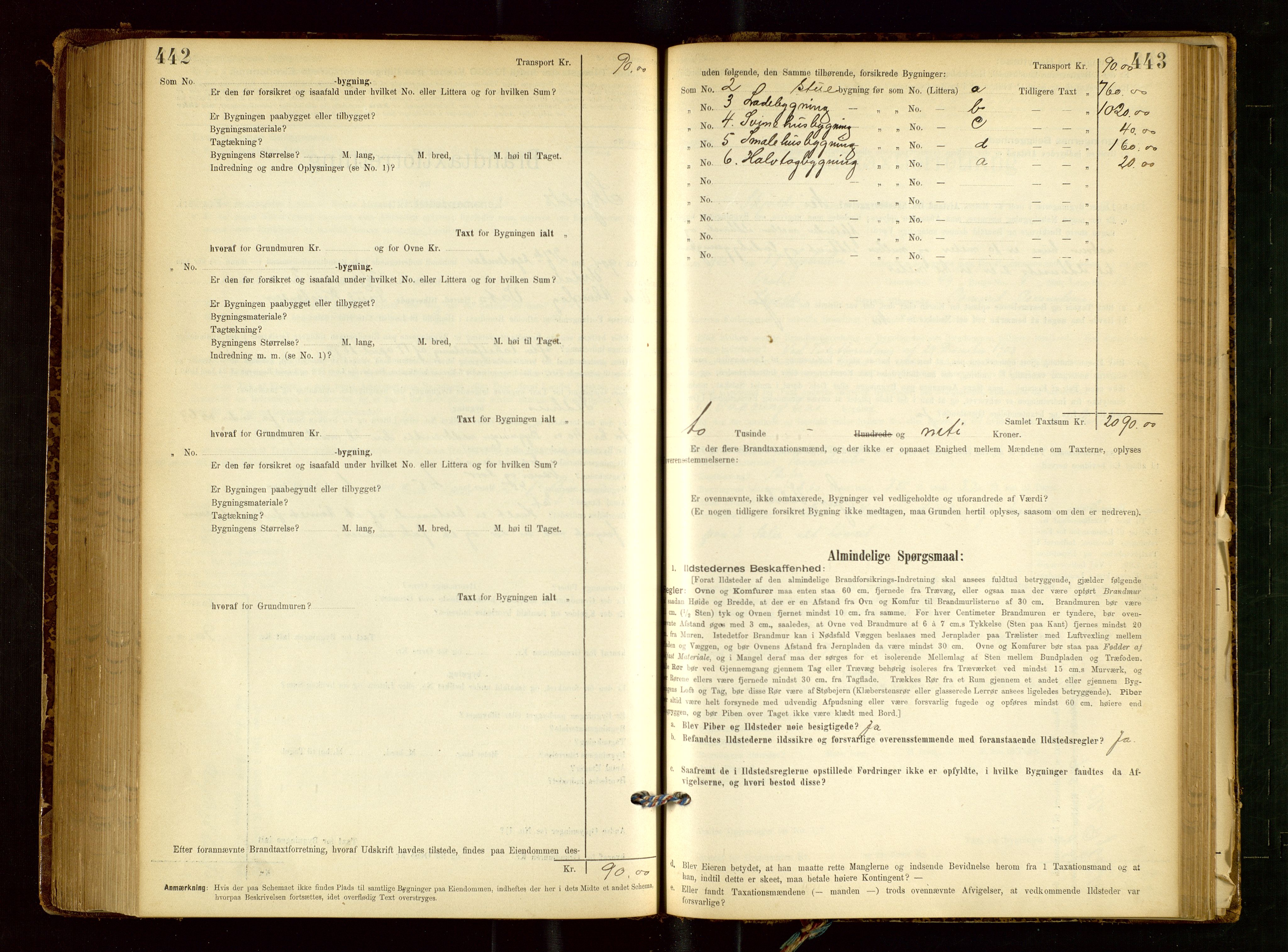 Skjold lensmannskontor, AV/SAST-A-100182/Gob/L0001: "Brandtaxationsprotokol for Skjold Lensmandsdistrikt Ryfylke Fogderi", 1894-1939, s. 442-443