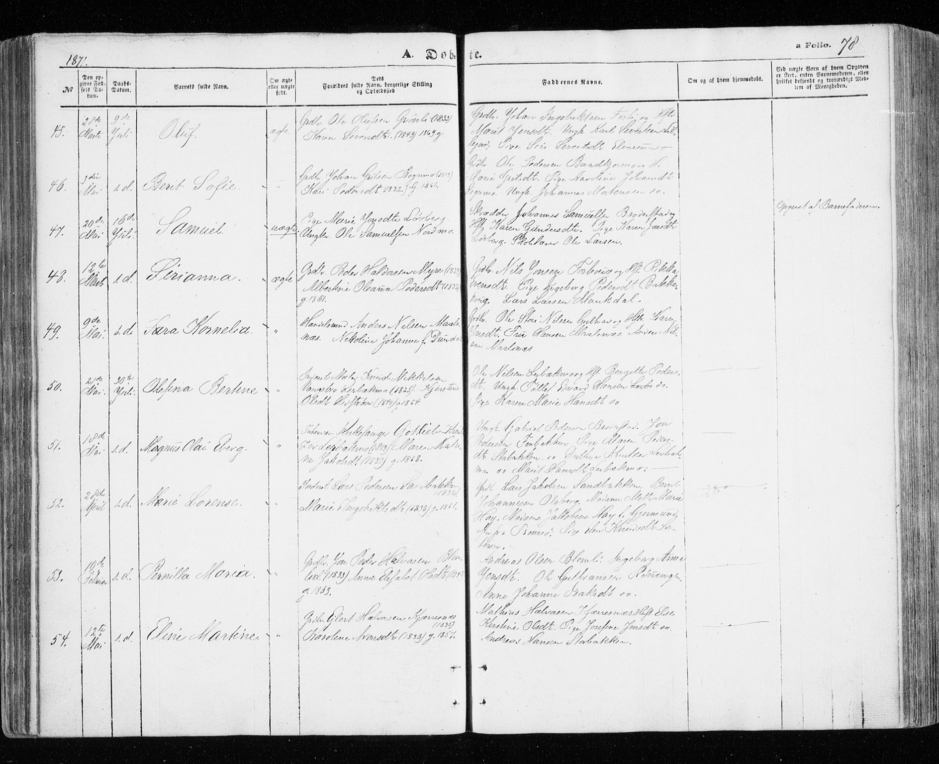Målselv sokneprestembete, AV/SATØ-S-1311/G/Ga/Gaa/L0004kirke: Ministerialbok nr. 4, 1863-1872, s. 78