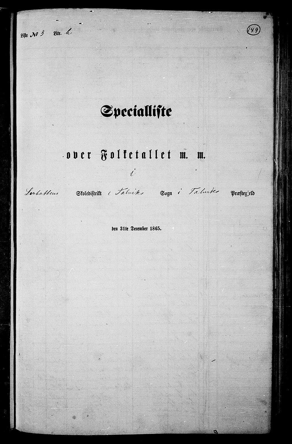 RA, Folketelling 1865 for 2013P Talvik prestegjeld, 1865, s. 70