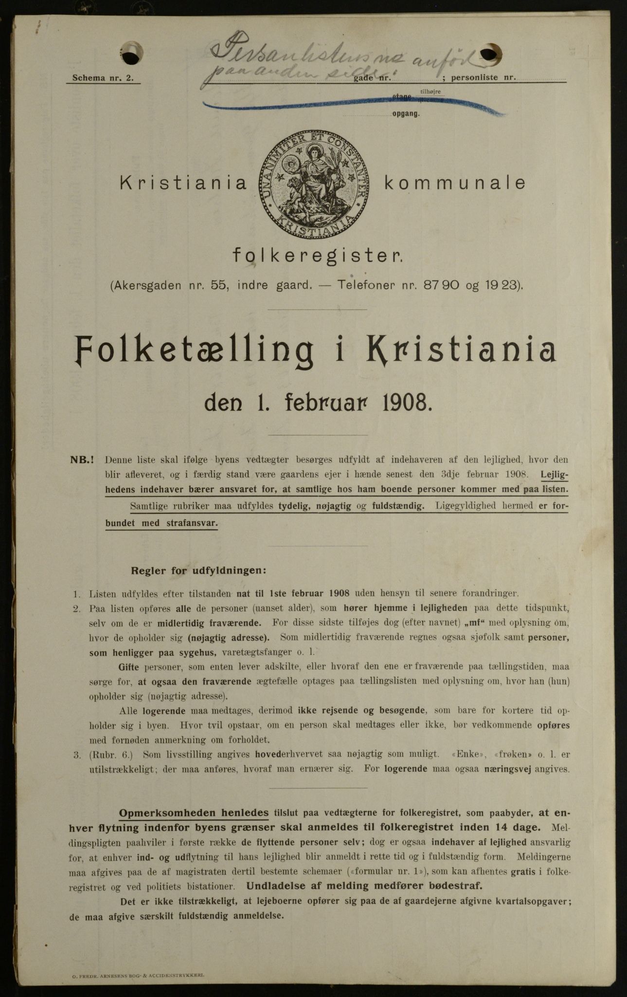 OBA, Kommunal folketelling 1.2.1908 for Kristiania kjøpstad, 1908, s. 87646