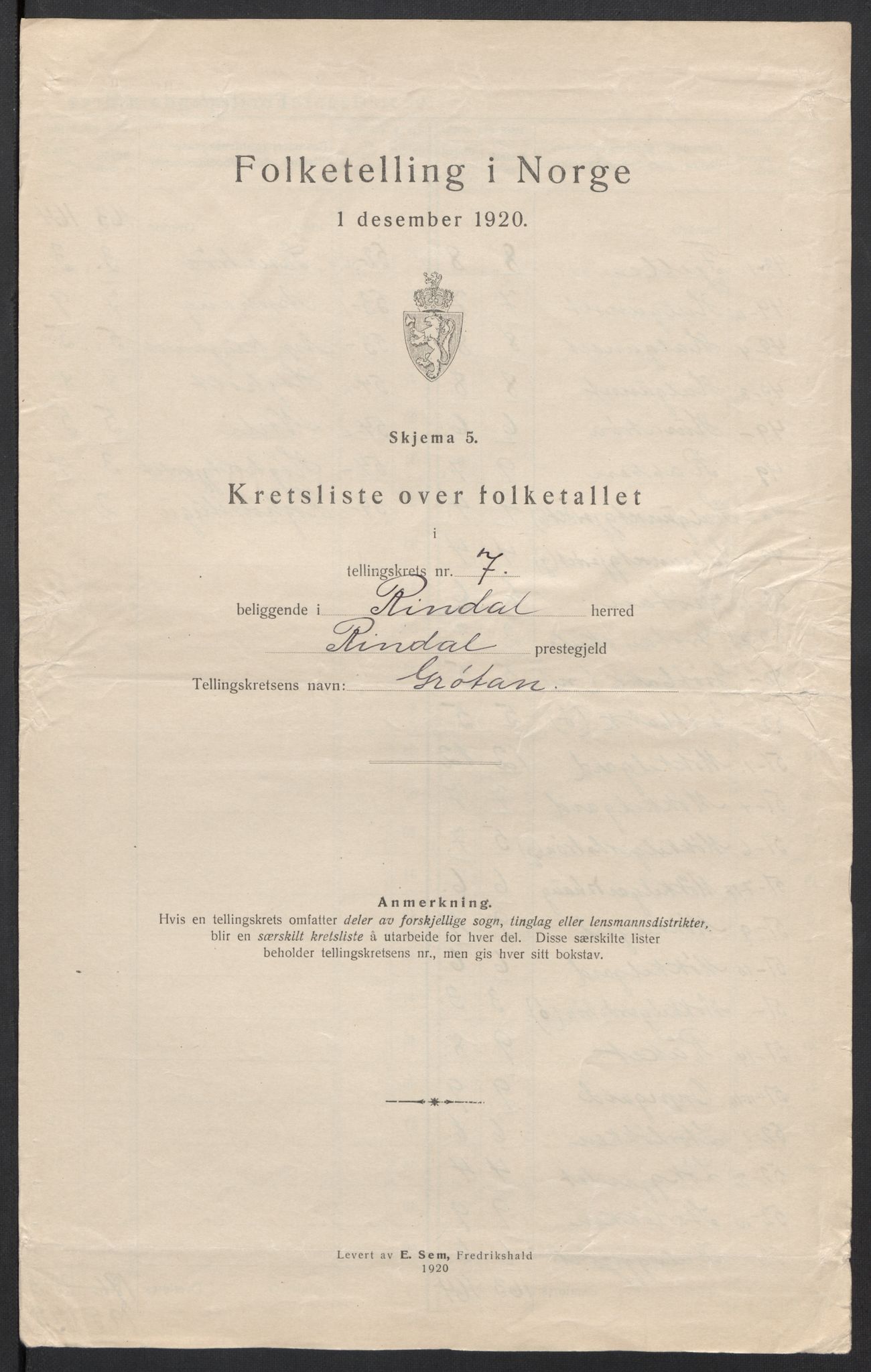 SAT, Folketelling 1920 for 1567 Rindal herred, 1920, s. 24