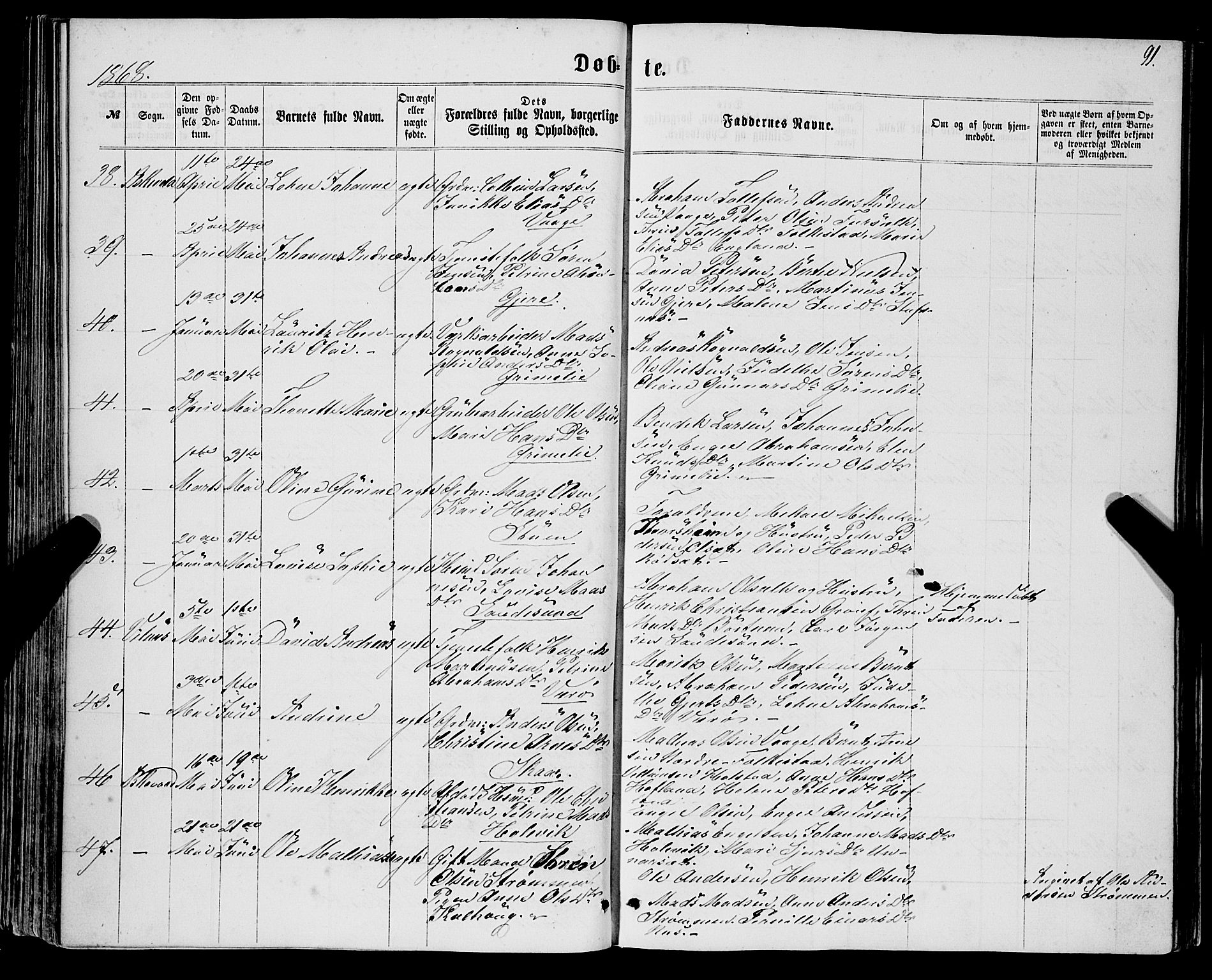 Askvoll sokneprestembete, AV/SAB-A-79501/H/Haa/Haaa/L0012: Ministerialbok nr. A 12, 1859-1878, s. 91