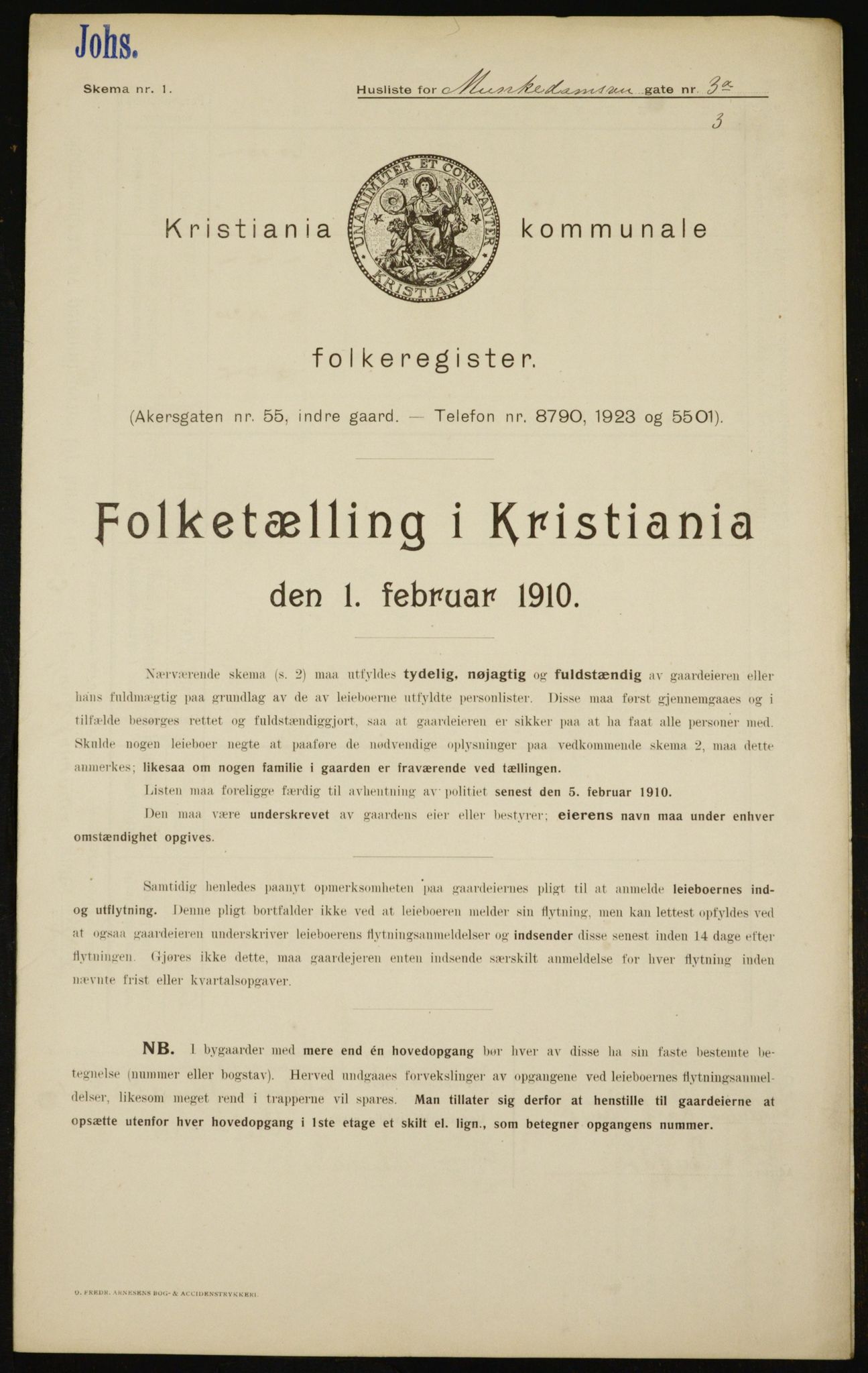 OBA, Kommunal folketelling 1.2.1910 for Kristiania, 1910, s. 64513