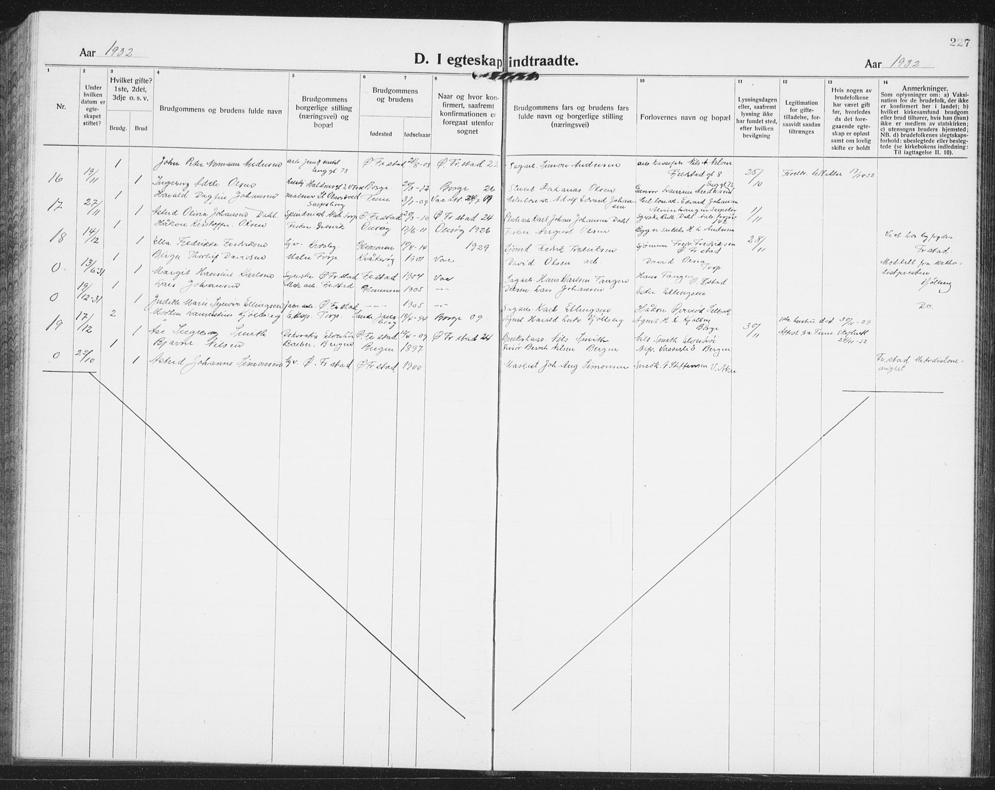 Østre Fredrikstad prestekontor Kirkebøker, SAO/A-10907/G/Ga/L0003: Klokkerbok nr. 3, 1920-1940, s. 227