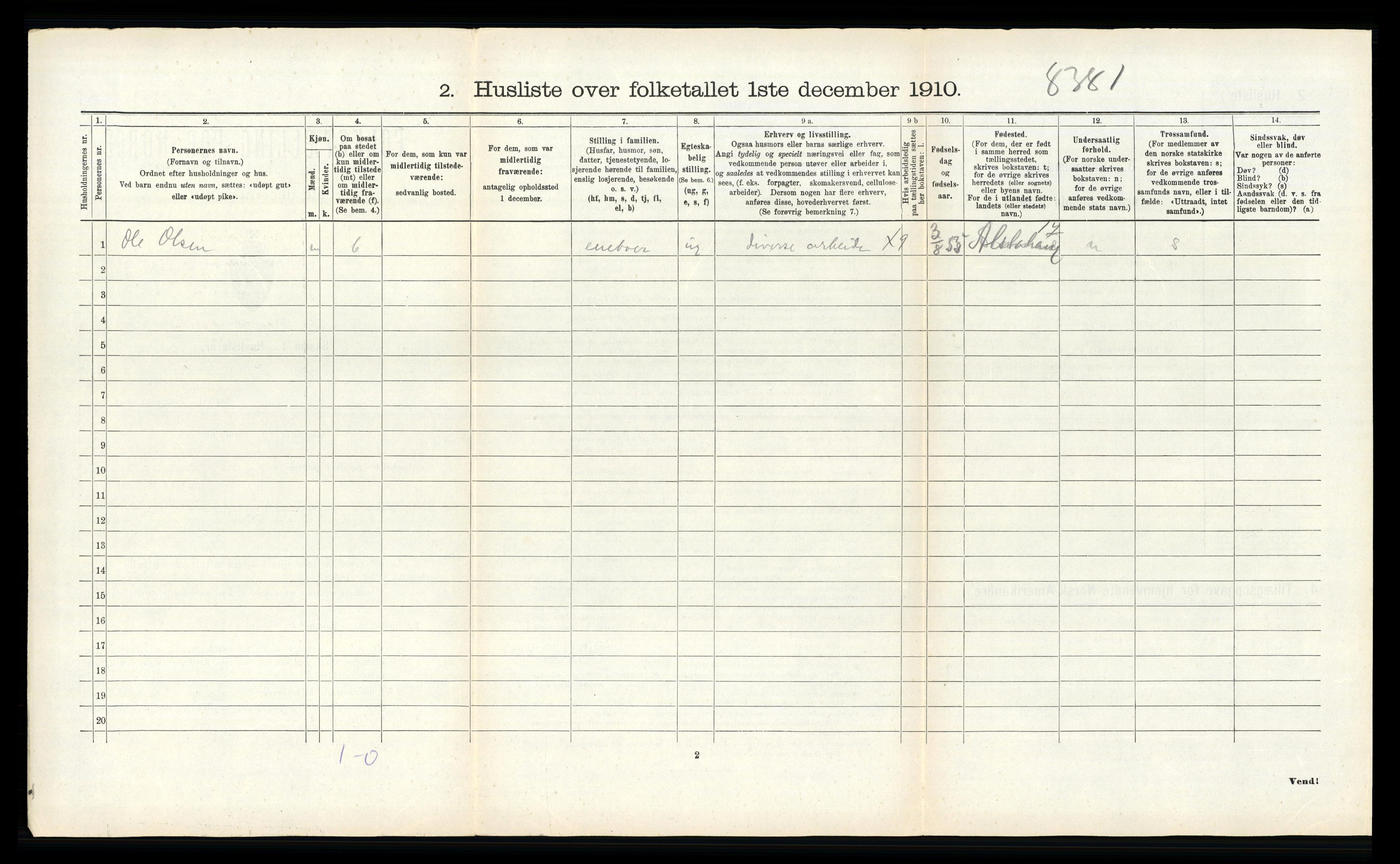 RA, Folketelling 1910 for 1821 Stamnes herred, 1910, s. 243