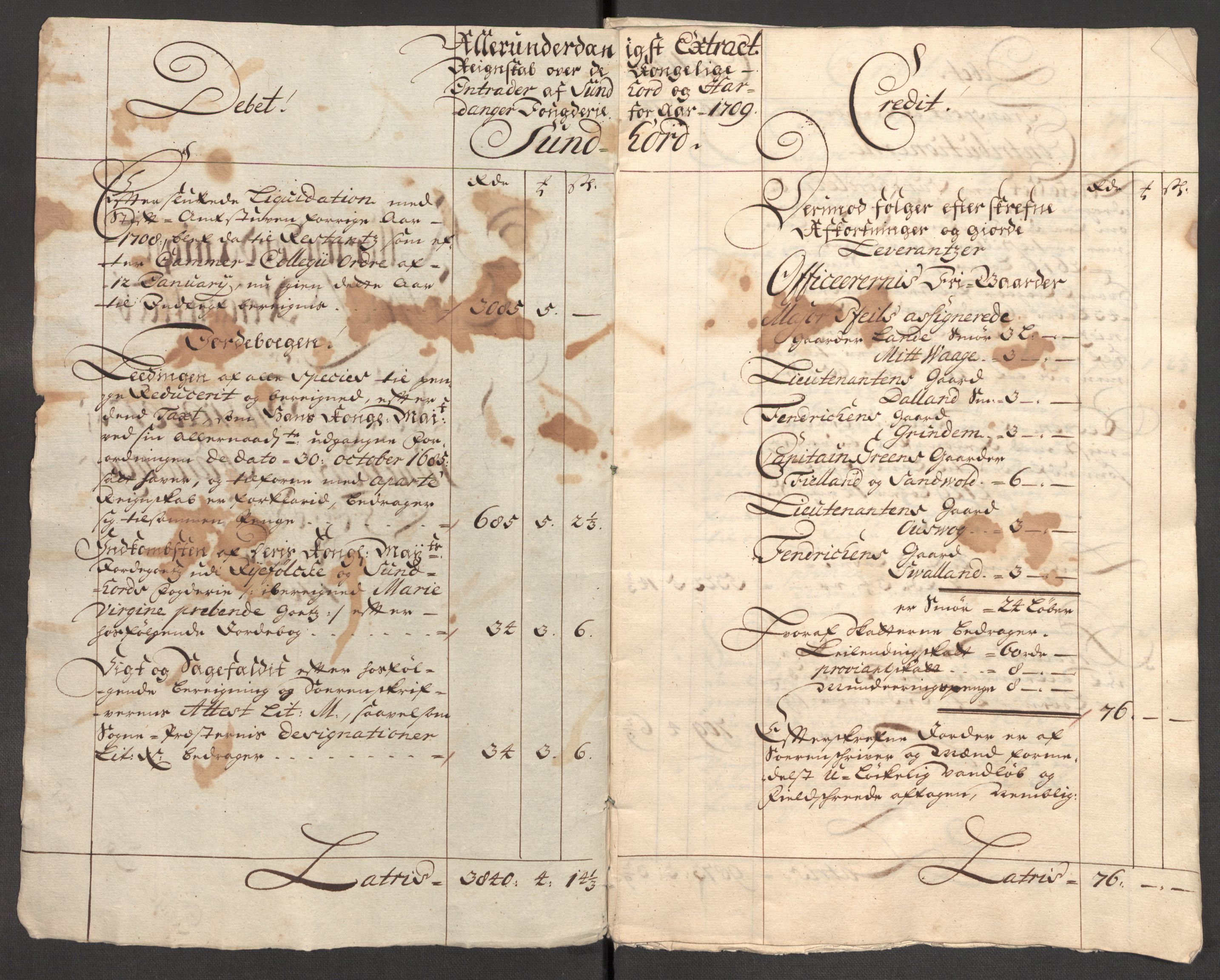 Rentekammeret inntil 1814, Reviderte regnskaper, Fogderegnskap, RA/EA-4092/R48/L2986: Fogderegnskap Sunnhordland og Hardanger, 1709-1710, s. 5