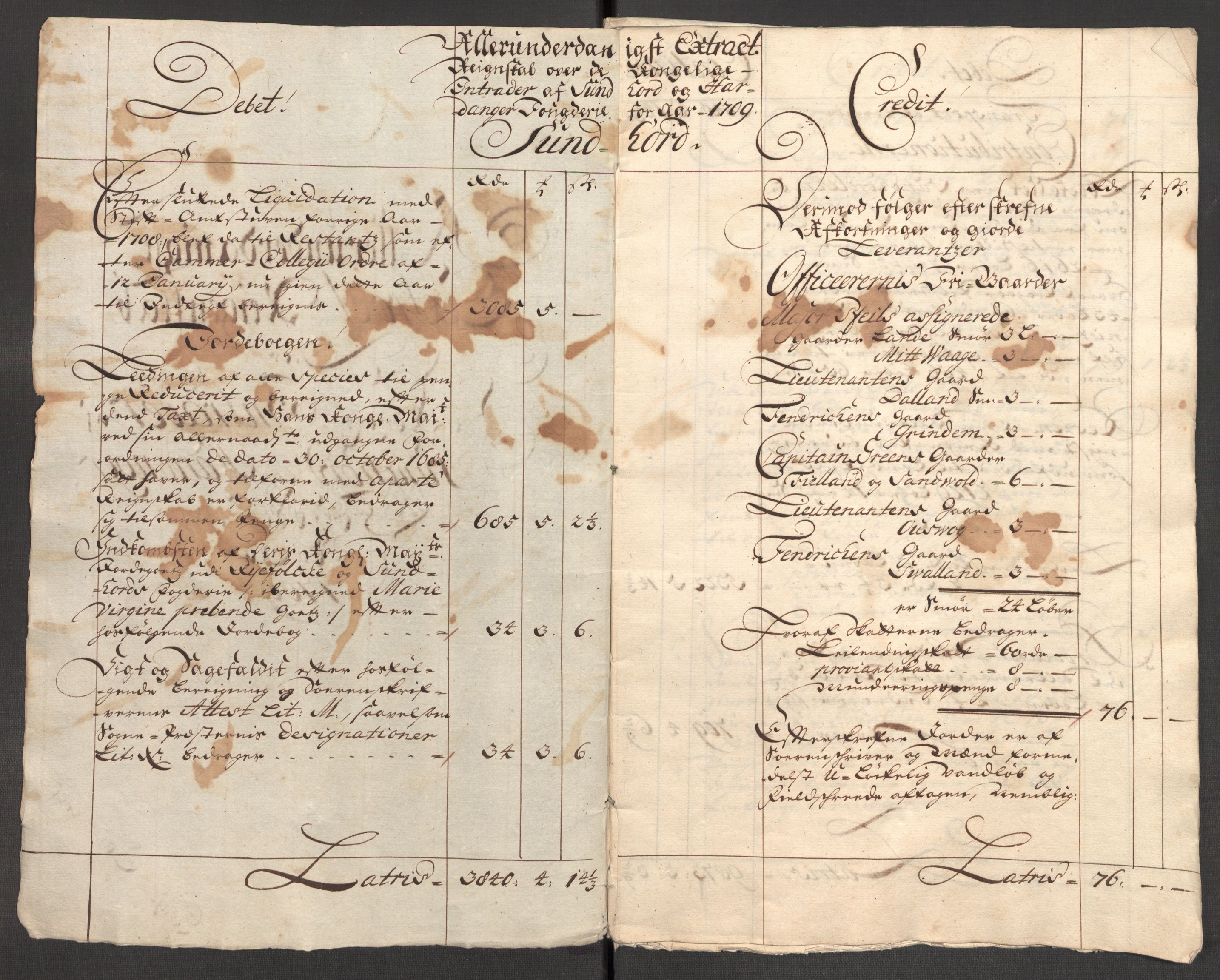 Rentekammeret inntil 1814, Reviderte regnskaper, Fogderegnskap, AV/RA-EA-4092/R48/L2986: Fogderegnskap Sunnhordland og Hardanger, 1709-1710, s. 5