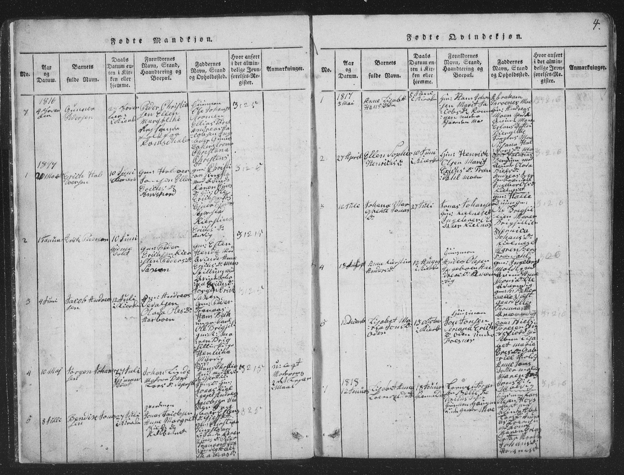Ministerialprotokoller, klokkerbøker og fødselsregistre - Nord-Trøndelag, SAT/A-1458/773/L0613: Ministerialbok nr. 773A04, 1815-1845, s. 4