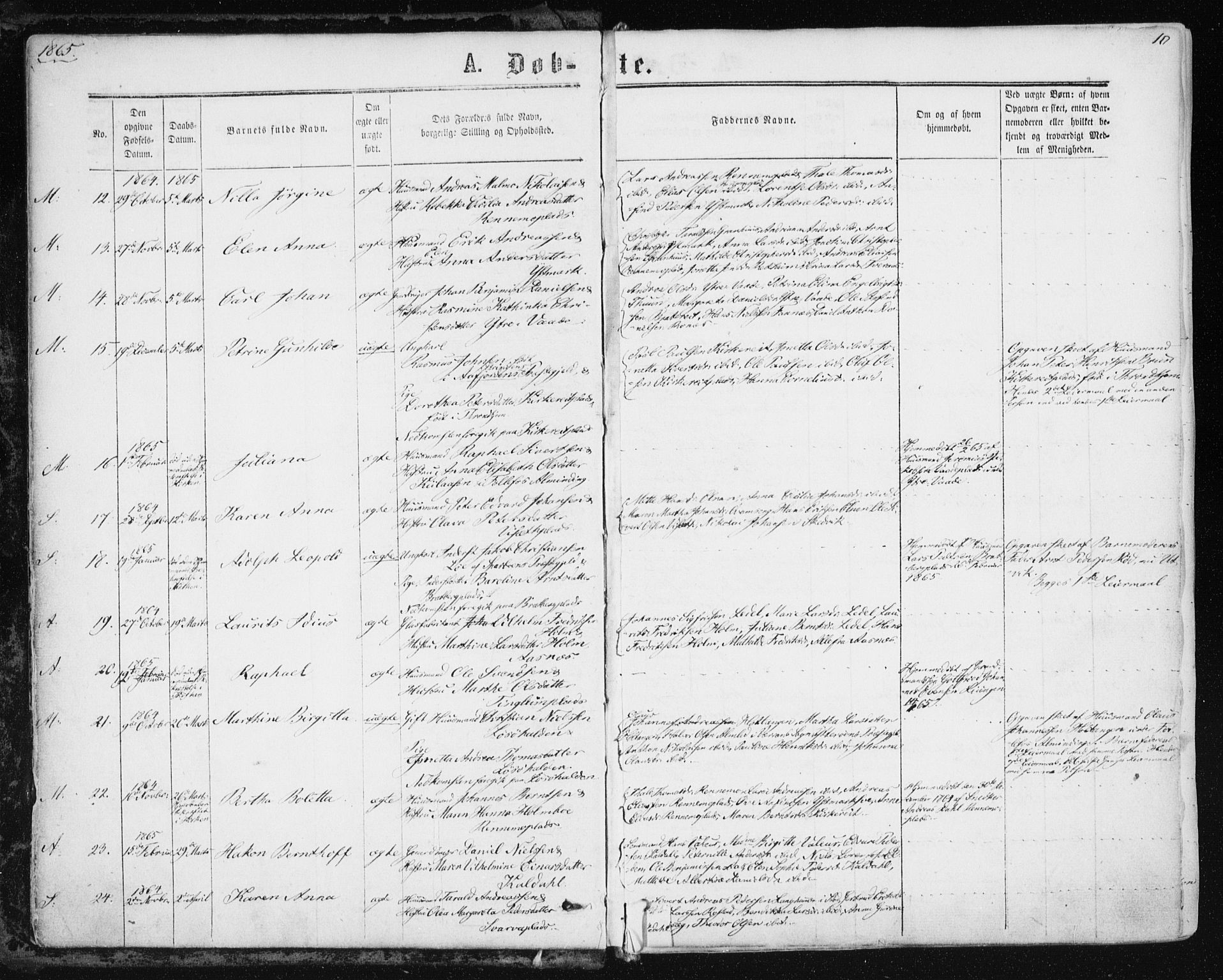 Ministerialprotokoller, klokkerbøker og fødselsregistre - Nord-Trøndelag, AV/SAT-A-1458/741/L0394: Ministerialbok nr. 741A08, 1864-1877, s. 10