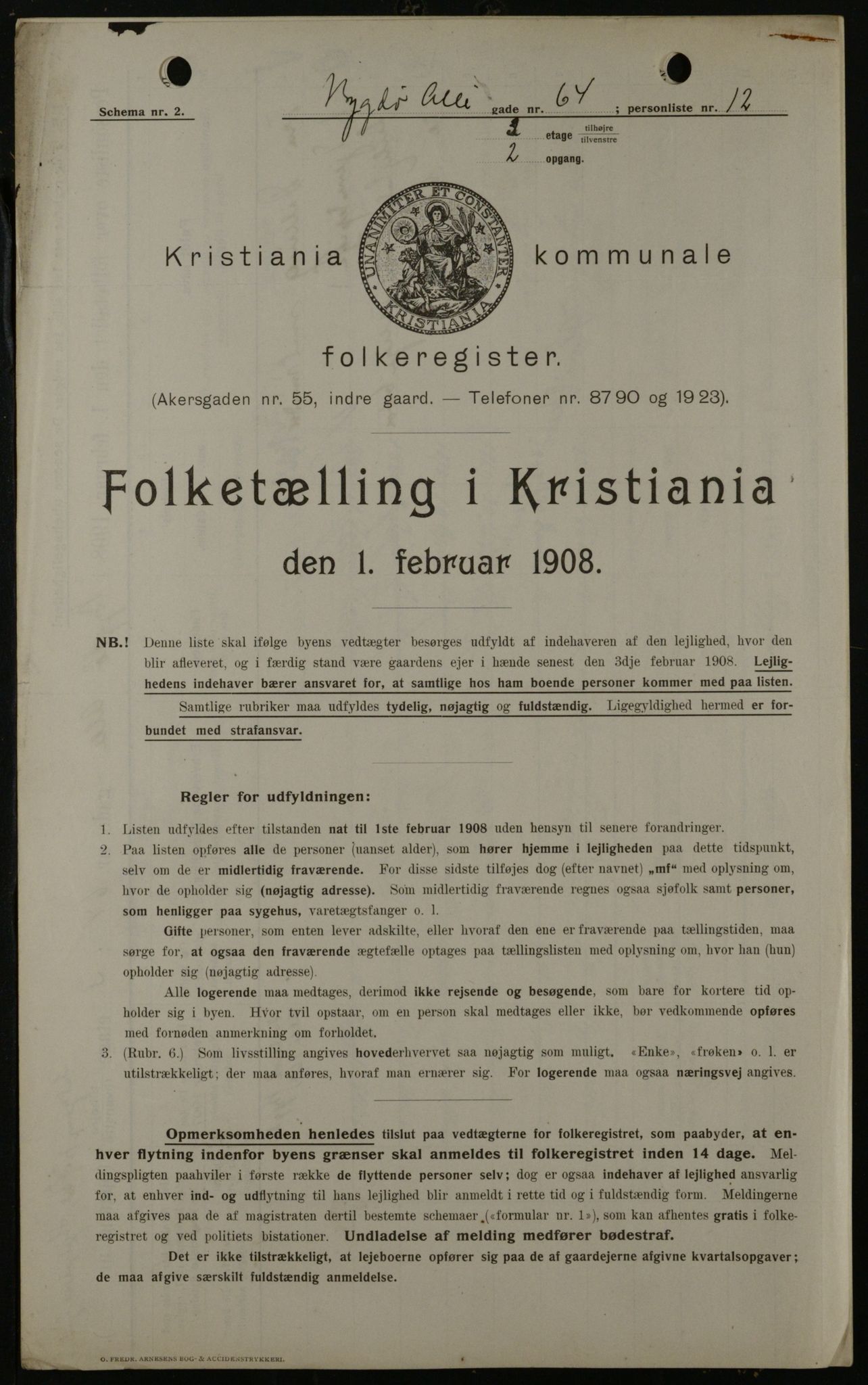 OBA, Kommunal folketelling 1.2.1908 for Kristiania kjøpstad, 1908, s. 10352
