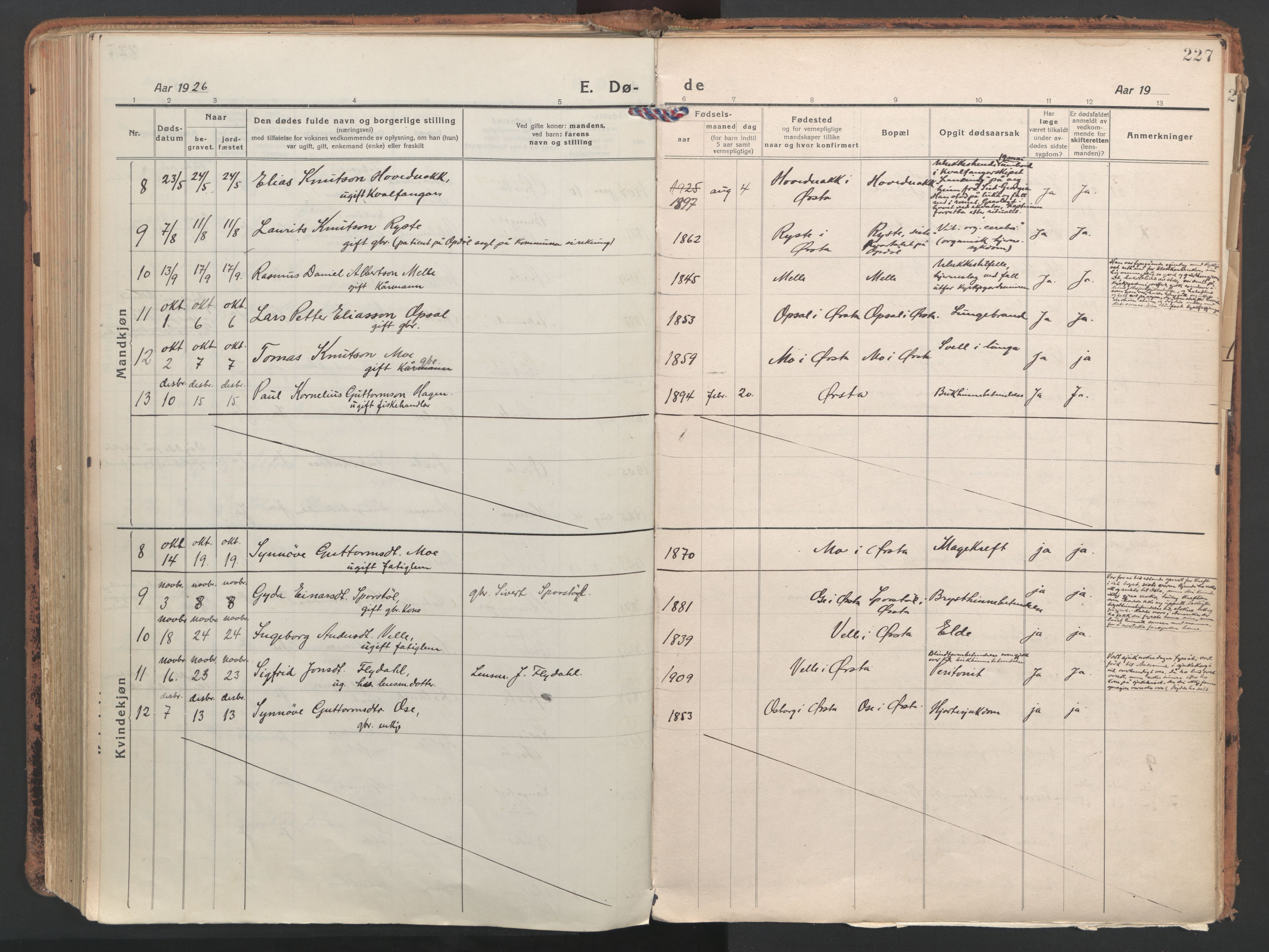 Ministerialprotokoller, klokkerbøker og fødselsregistre - Møre og Romsdal, AV/SAT-A-1454/513/L0180: Ministerialbok nr. 513A07, 1919-1929, s. 227