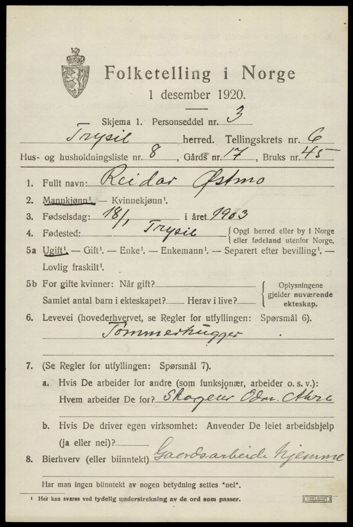 SAH, Folketelling 1920 for 0428 Trysil herred, 1920, s. 4619