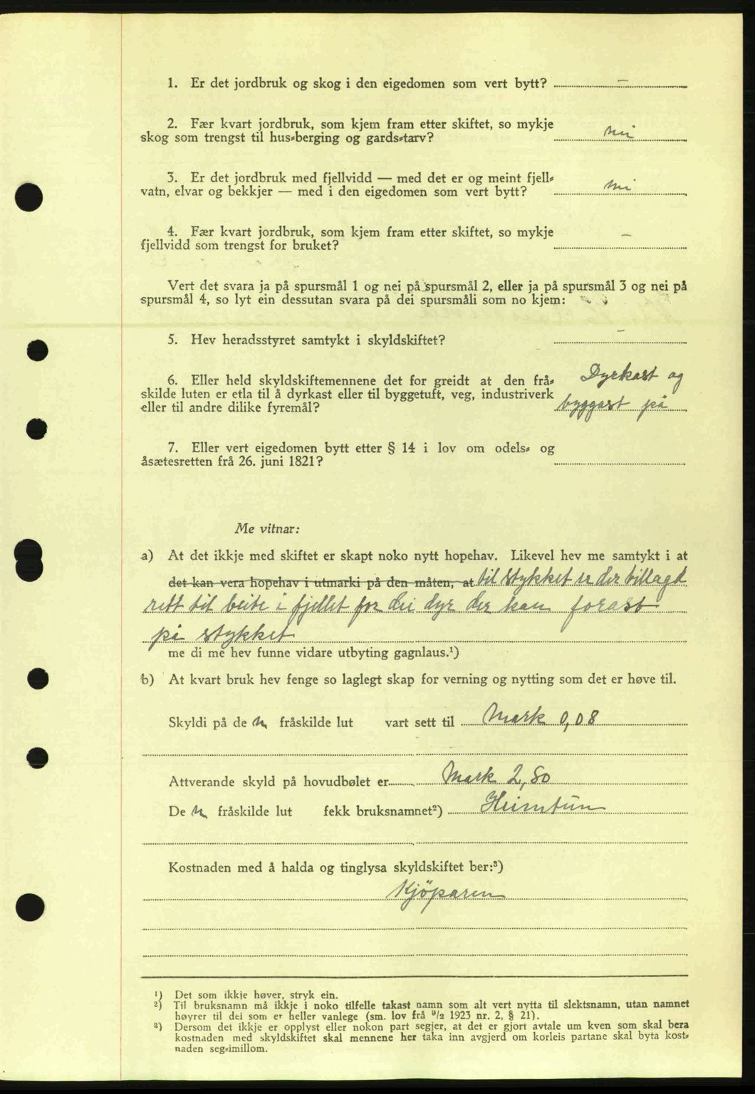 Nordre Sunnmøre sorenskriveri, AV/SAT-A-0006/1/2/2C/2Ca: Pantebok nr. A20a, 1945-1945, Dagboknr: 997/1945