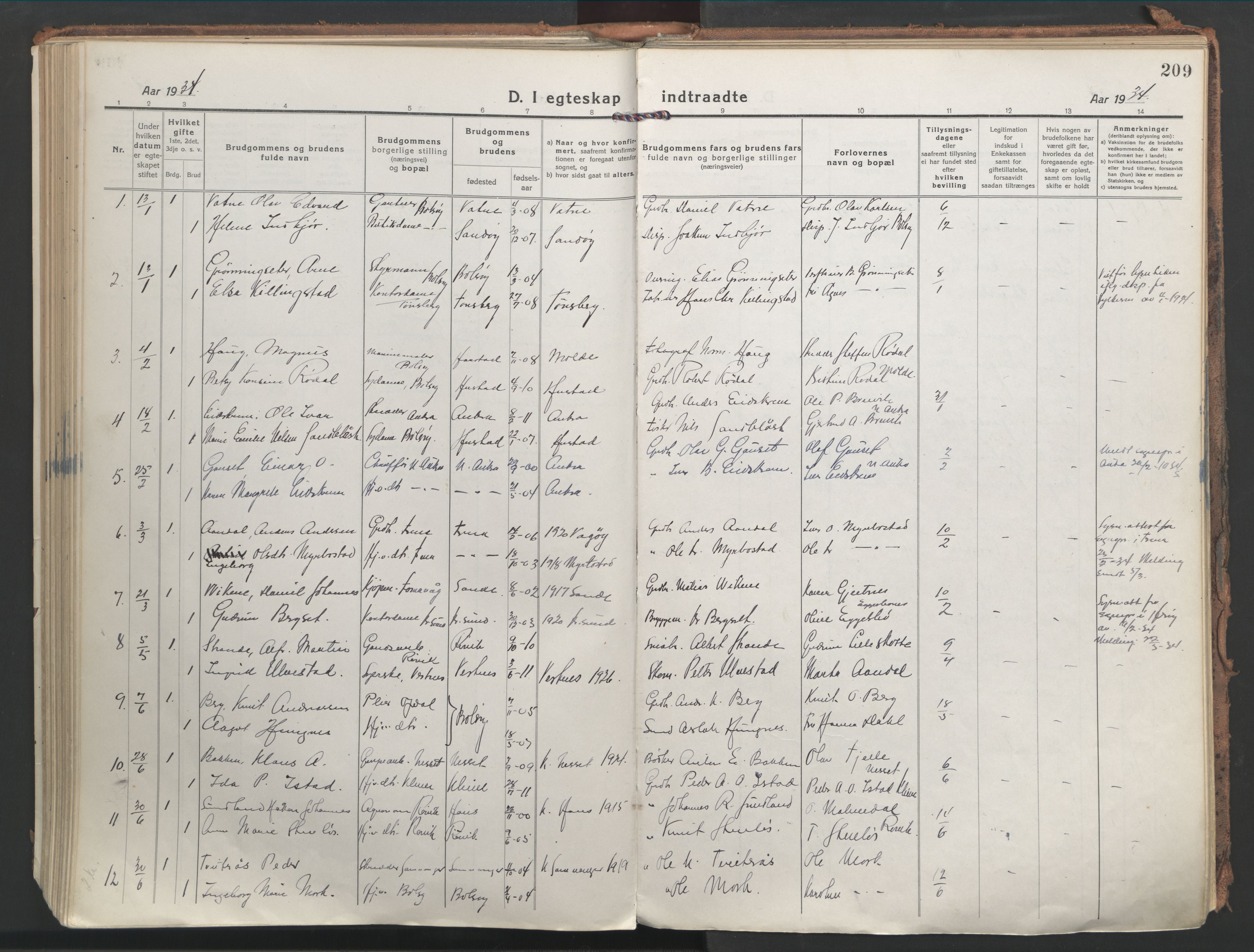 Ministerialprotokoller, klokkerbøker og fødselsregistre - Møre og Romsdal, AV/SAT-A-1454/555/L0659: Ministerialbok nr. 555A10, 1917-1971, s. 209