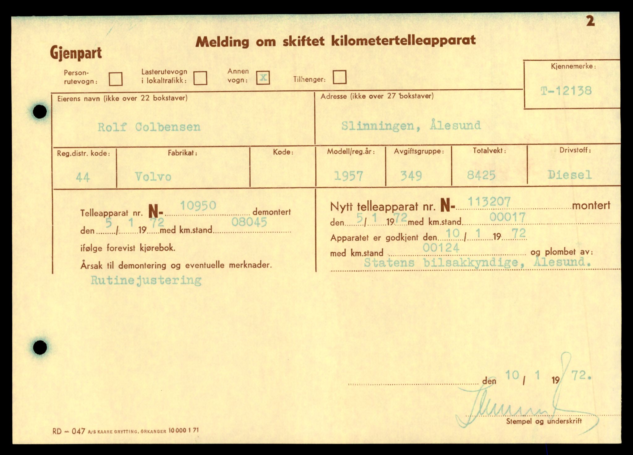 Møre og Romsdal vegkontor - Ålesund trafikkstasjon, AV/SAT-A-4099/F/Fe/L0032: Registreringskort for kjøretøy T 11997 - T 12149, 1927-1998, s. 3467