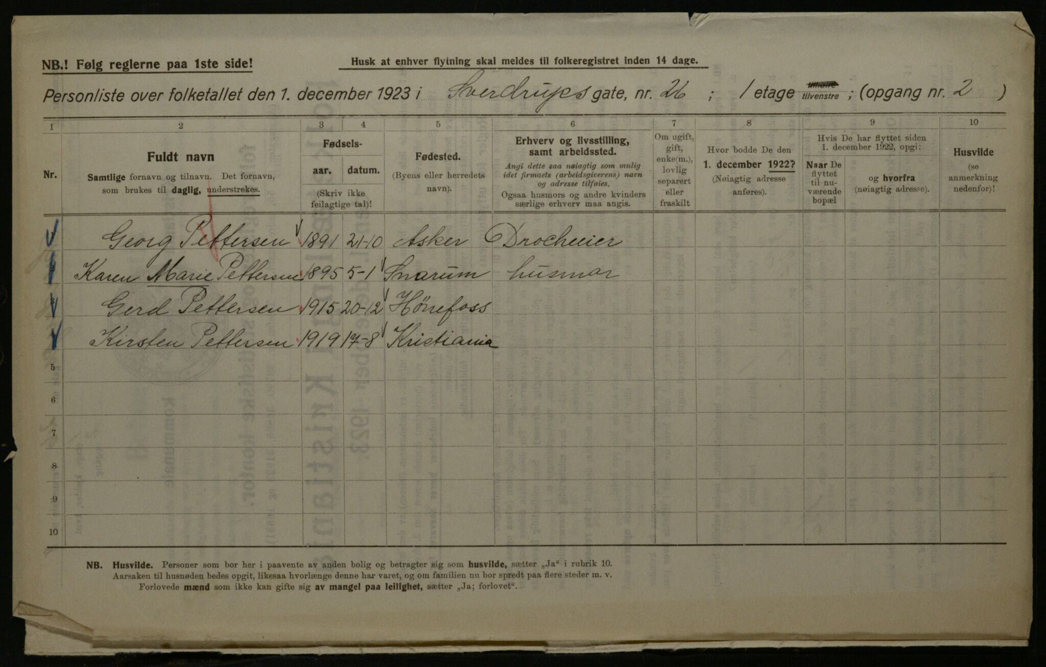 OBA, Kommunal folketelling 1.12.1923 for Kristiania, 1923, s. 117175