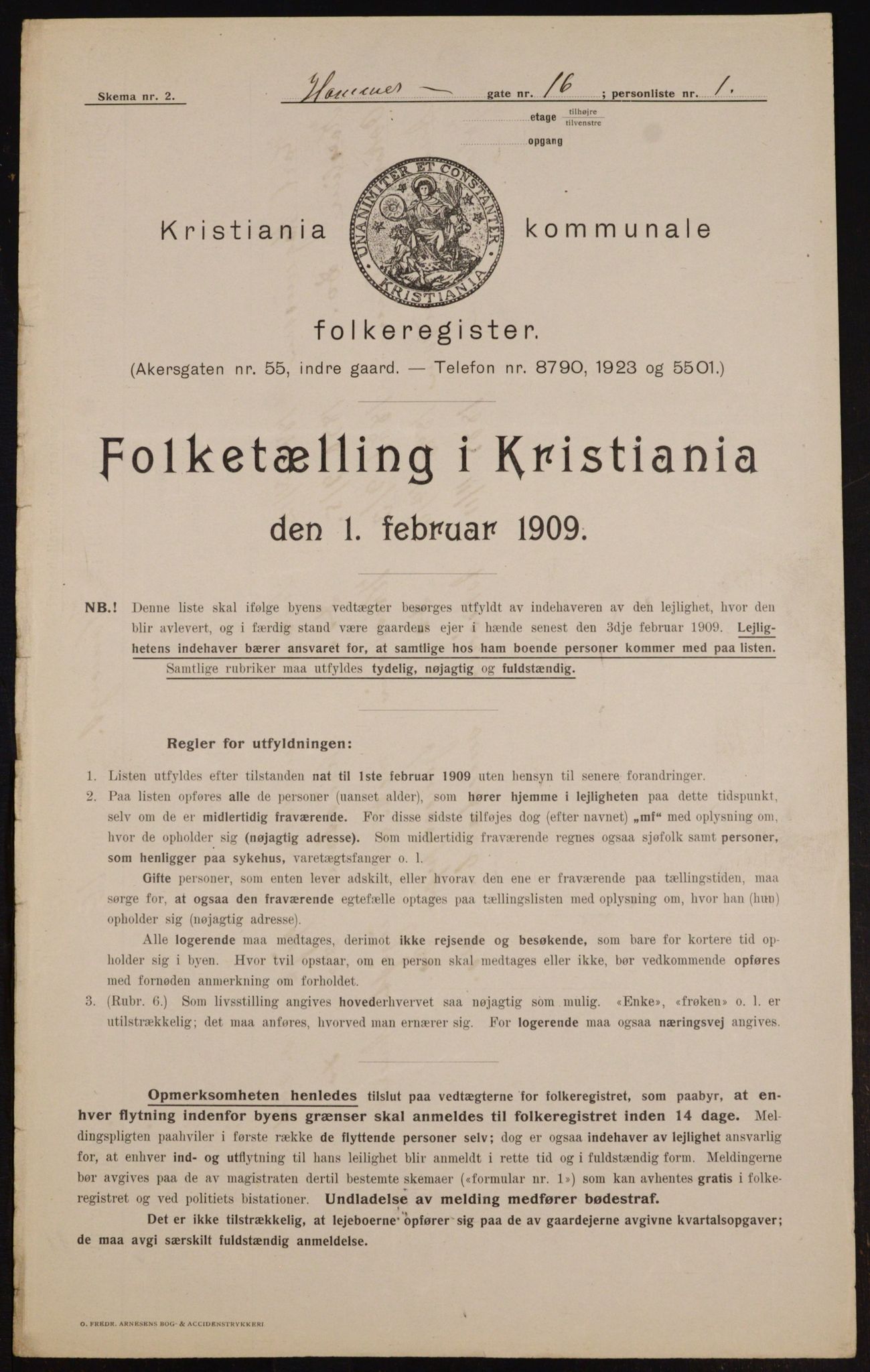 OBA, Kommunal folketelling 1.2.1909 for Kristiania kjøpstad, 1909, s. 31146