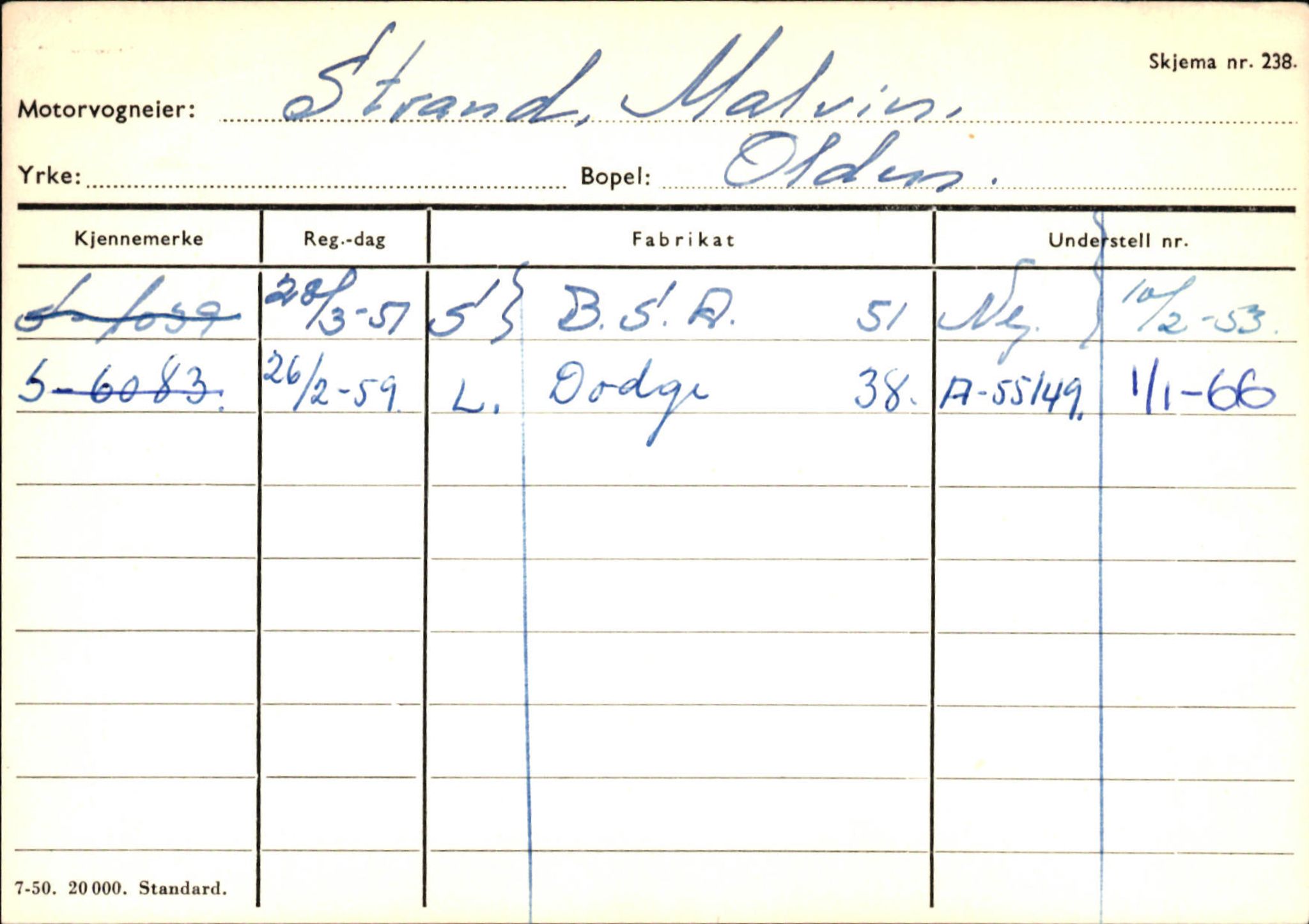 Statens vegvesen, Sogn og Fjordane vegkontor, AV/SAB-A-5301/4/F/L0131: Eigarregister Høyanger P-Å. Stryn S-Å, 1945-1975, s. 1497