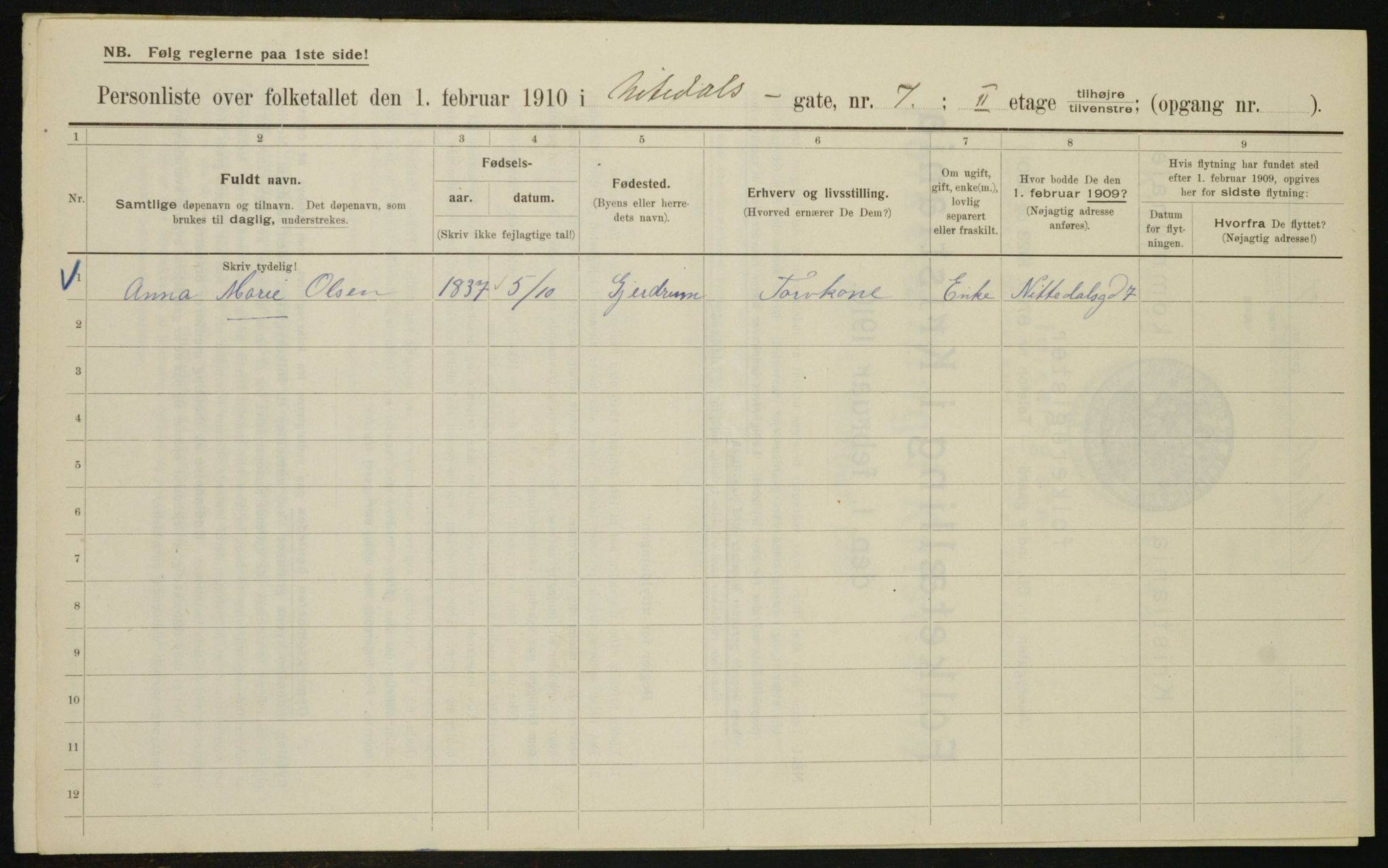 OBA, Kommunal folketelling 1.2.1910 for Kristiania, 1910, s. 68799