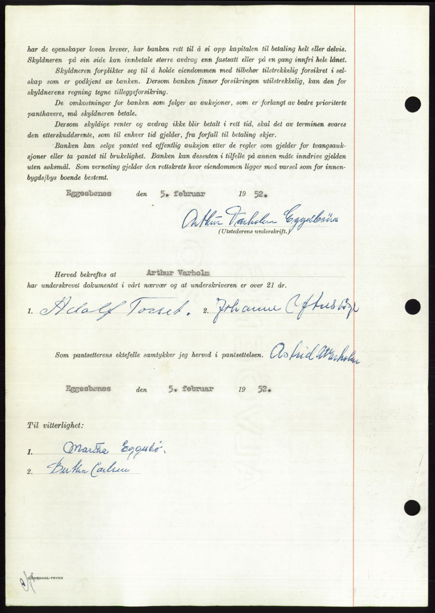 Søre Sunnmøre sorenskriveri, AV/SAT-A-4122/1/2/2C/L0121: Pantebok nr. 9B, 1951-1952, Dagboknr: 606/1952