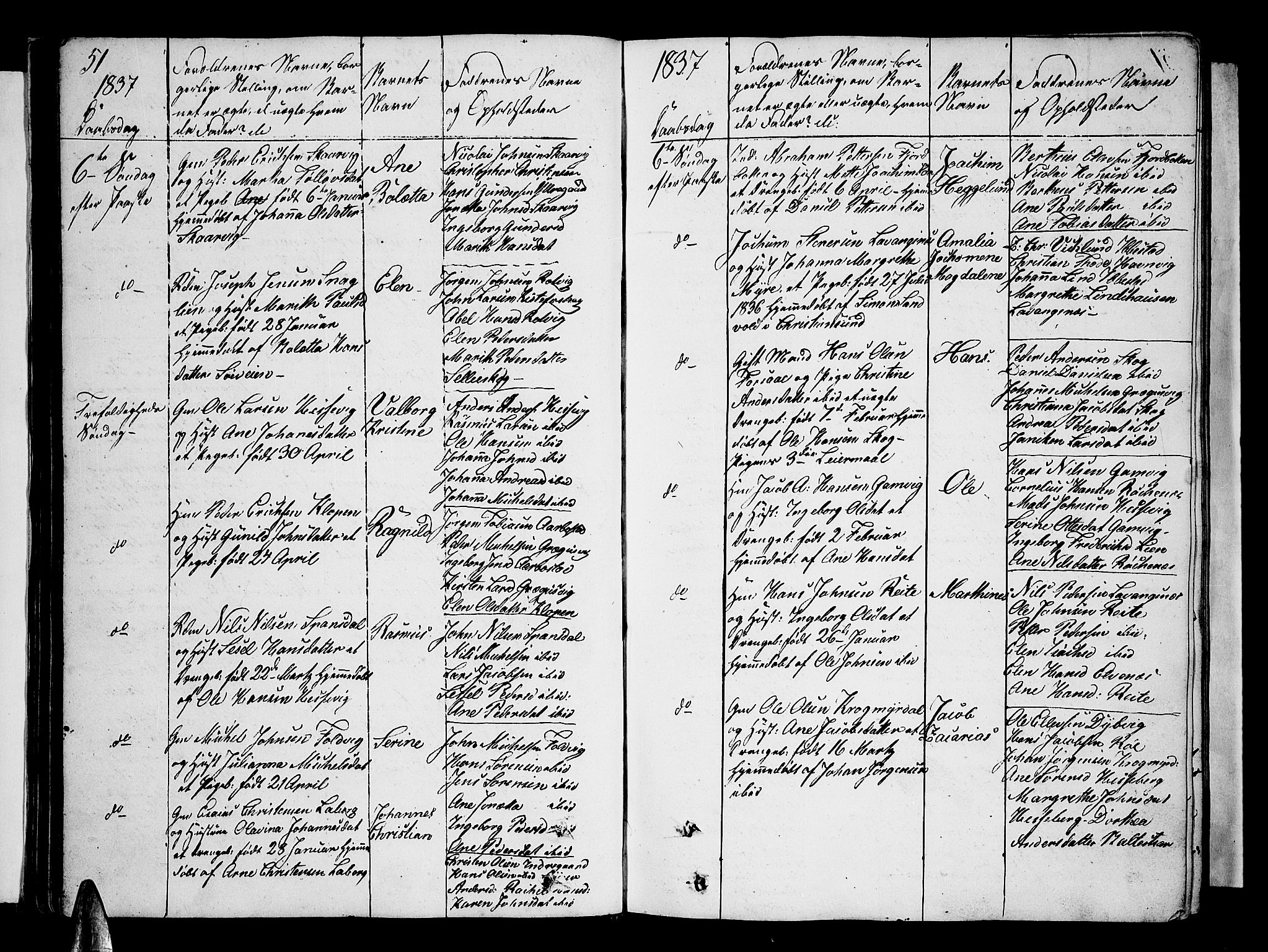 Ibestad sokneprestembete, AV/SATØ-S-0077/H/Ha/Hab/L0003klokker: Klokkerbok nr. 3, 1833-1852, s. 51