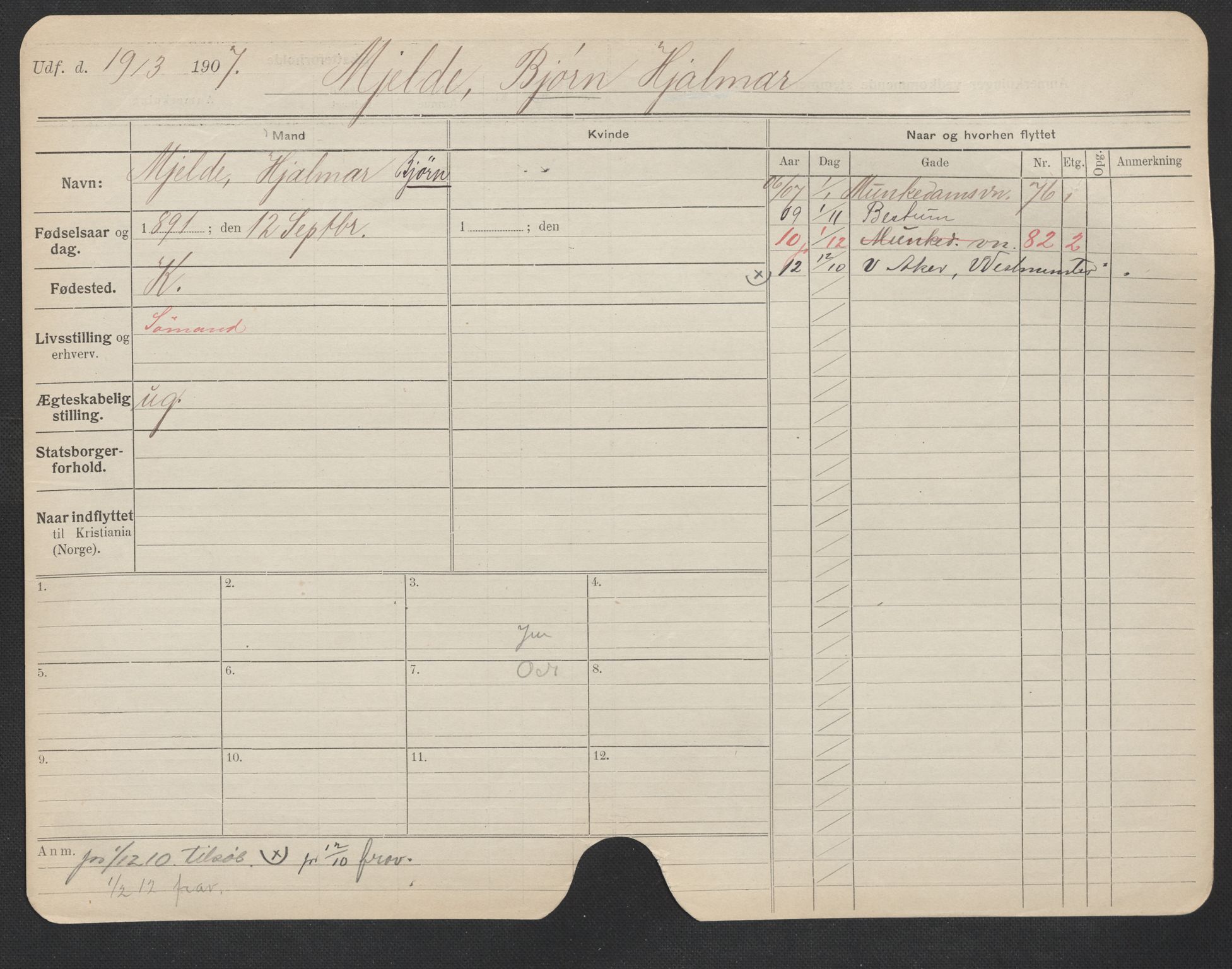 Oslo folkeregister, Registerkort, AV/SAO-A-11715/F/Fa/Fac/L0007: Menn, 1906-1914, s. 781a