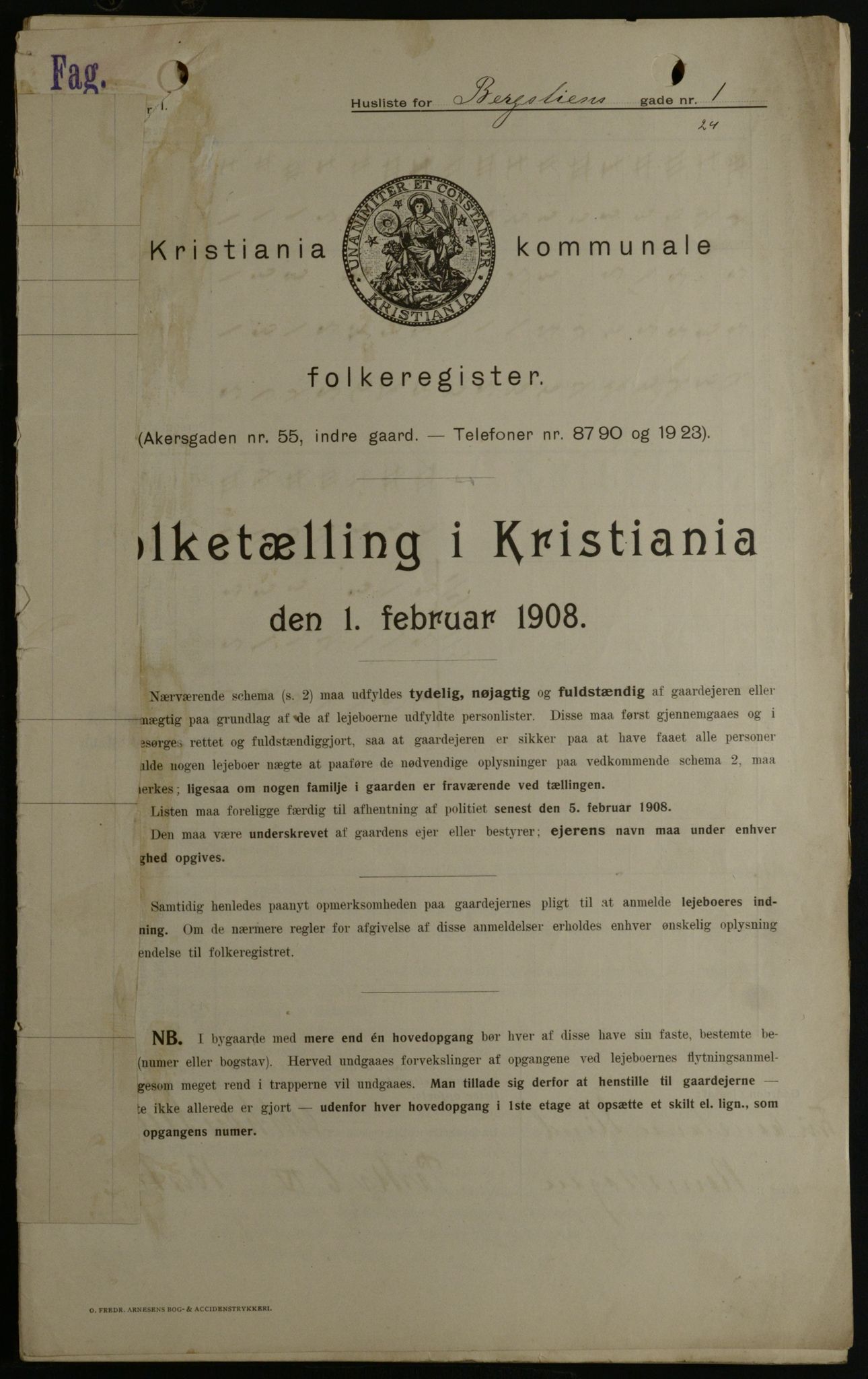 OBA, Kommunal folketelling 1.2.1908 for Kristiania kjøpstad, 1908, s. 4020