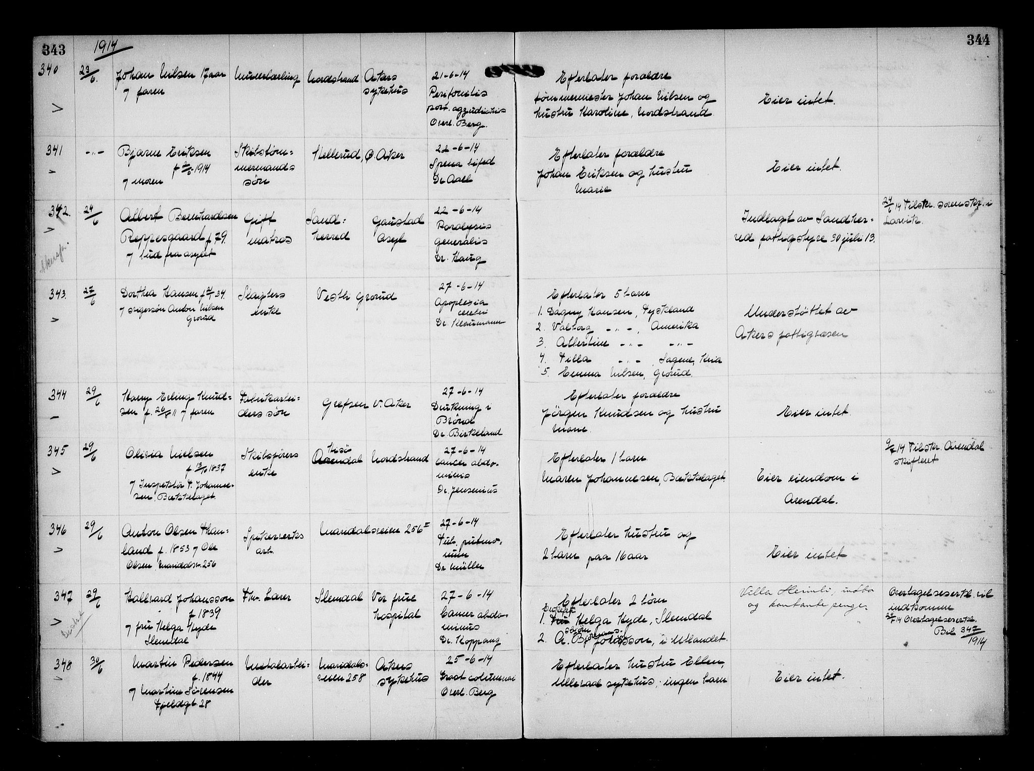 Aker kriminaldommer, skifte- og auksjonsforvalterembete, SAO/A-10452/H/Hb/Hba/Hbaa/L0003: Dødsfallsprotokoll, 1912-1914, s. 343-344