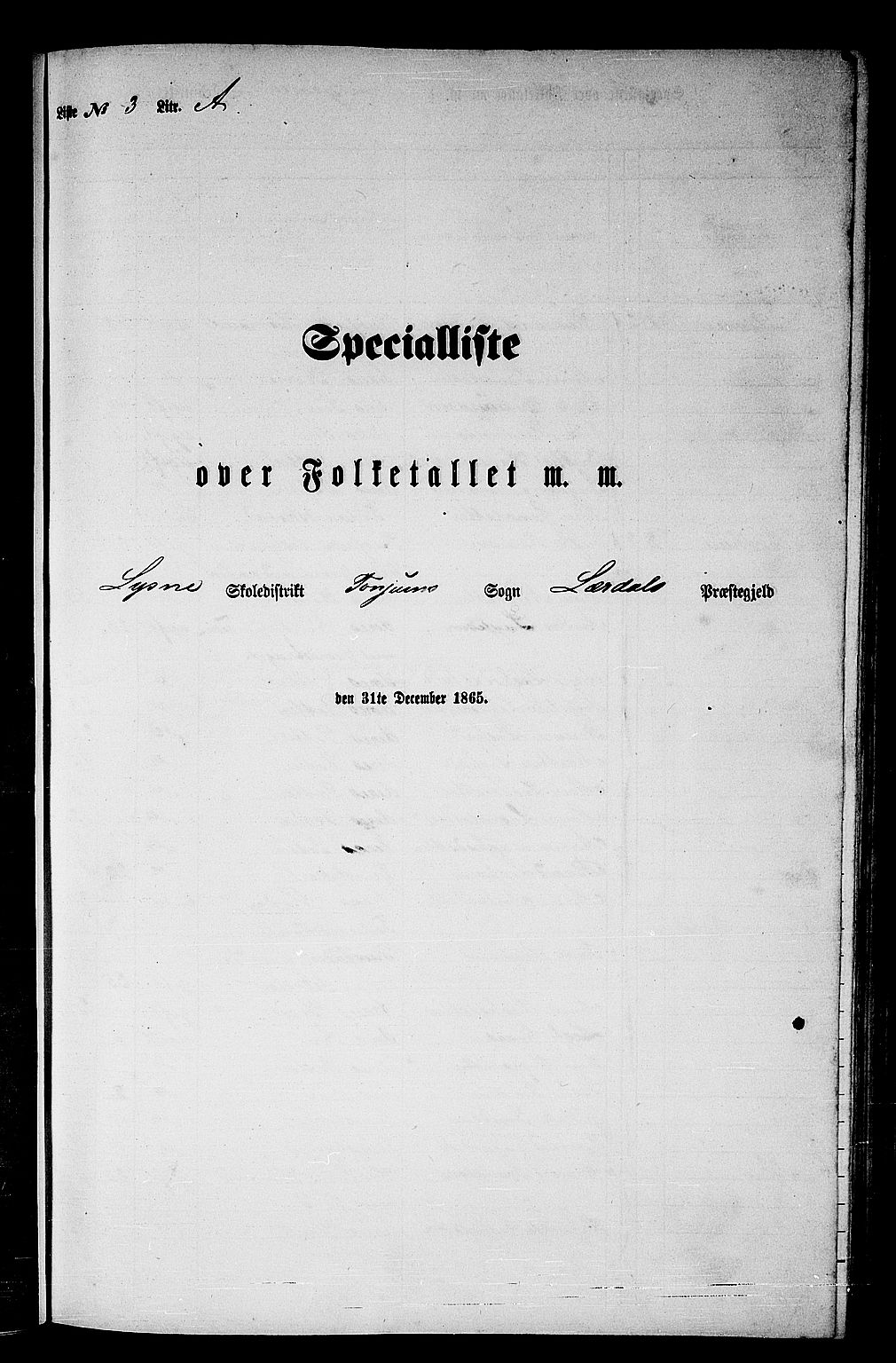 RA, Folketelling 1865 for 1422P Lærdal prestegjeld, 1865, s. 53