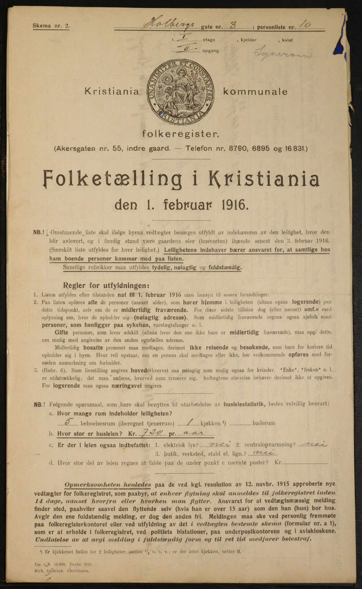 OBA, Kommunal folketelling 1.2.1916 for Kristiania, 1916, s. 40917