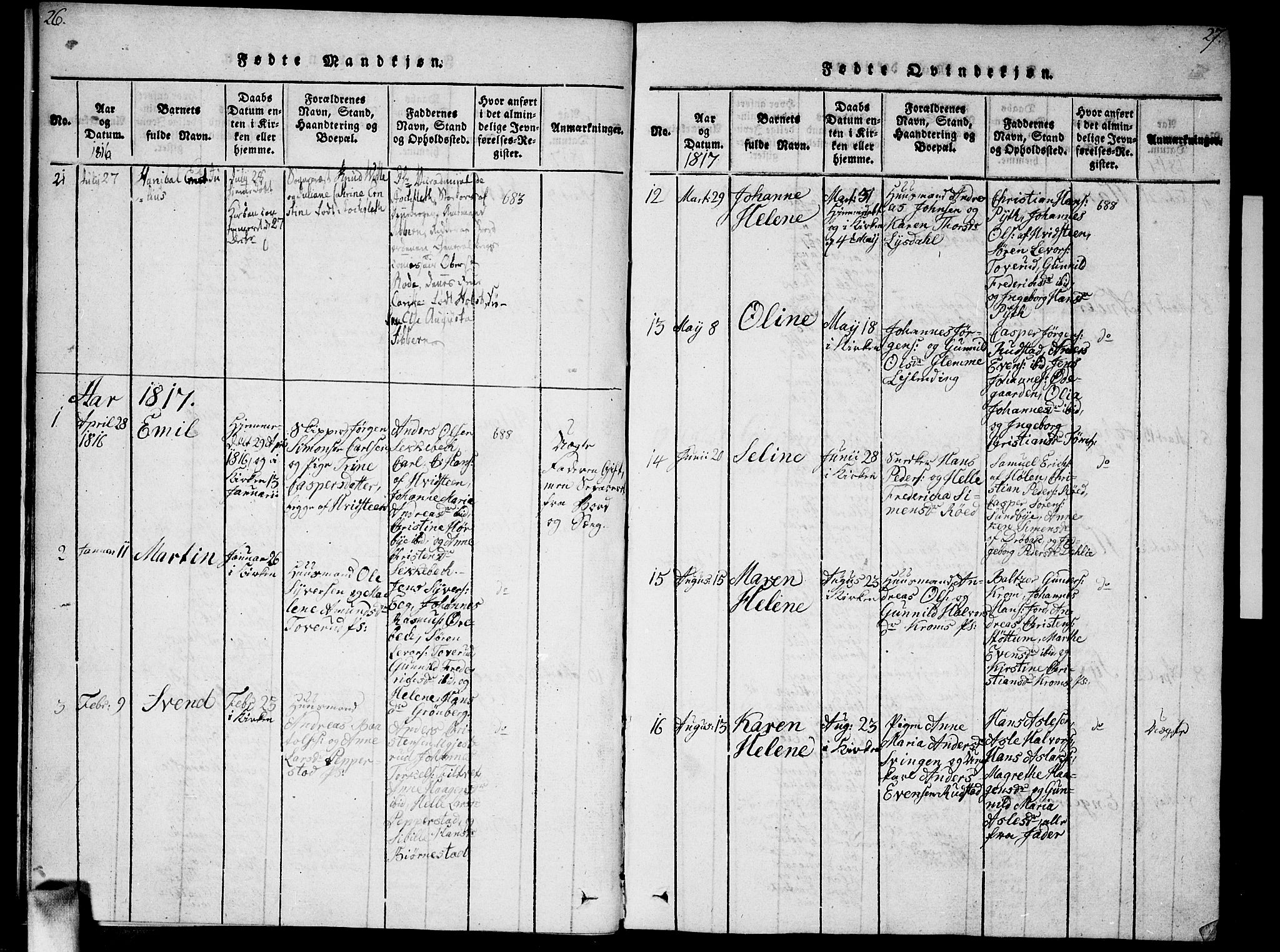 Vestby prestekontor Kirkebøker, AV/SAO-A-10893/F/Fa/L0005: Ministerialbok nr. I 5, 1814-1827, s. 26-27