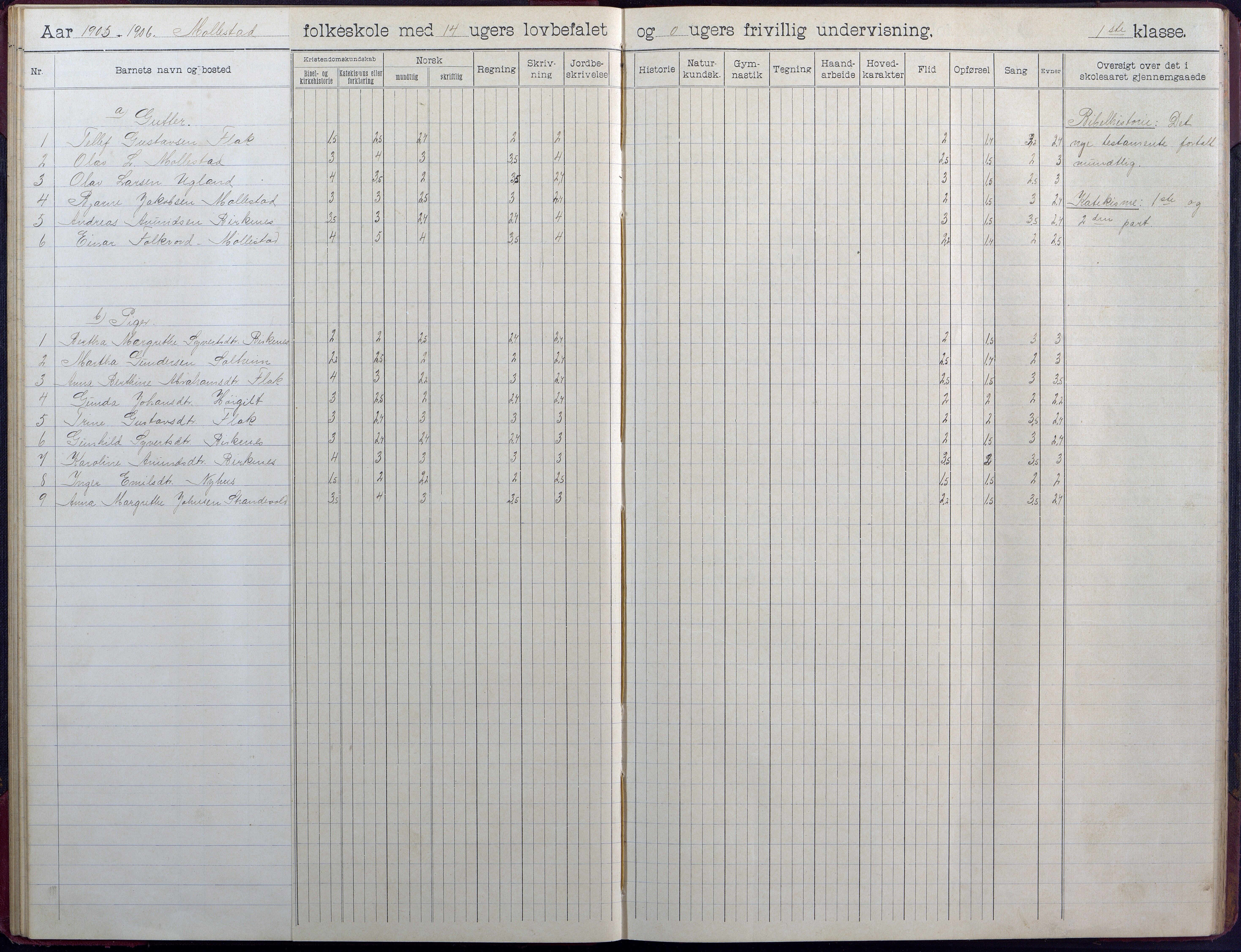 Birkenes kommune, Birkenes krets/Birkeland folkeskole frem til 1991, AAKS/KA0928-550a_91/F02/L0006: Skoleprotokoll, 1901-1915