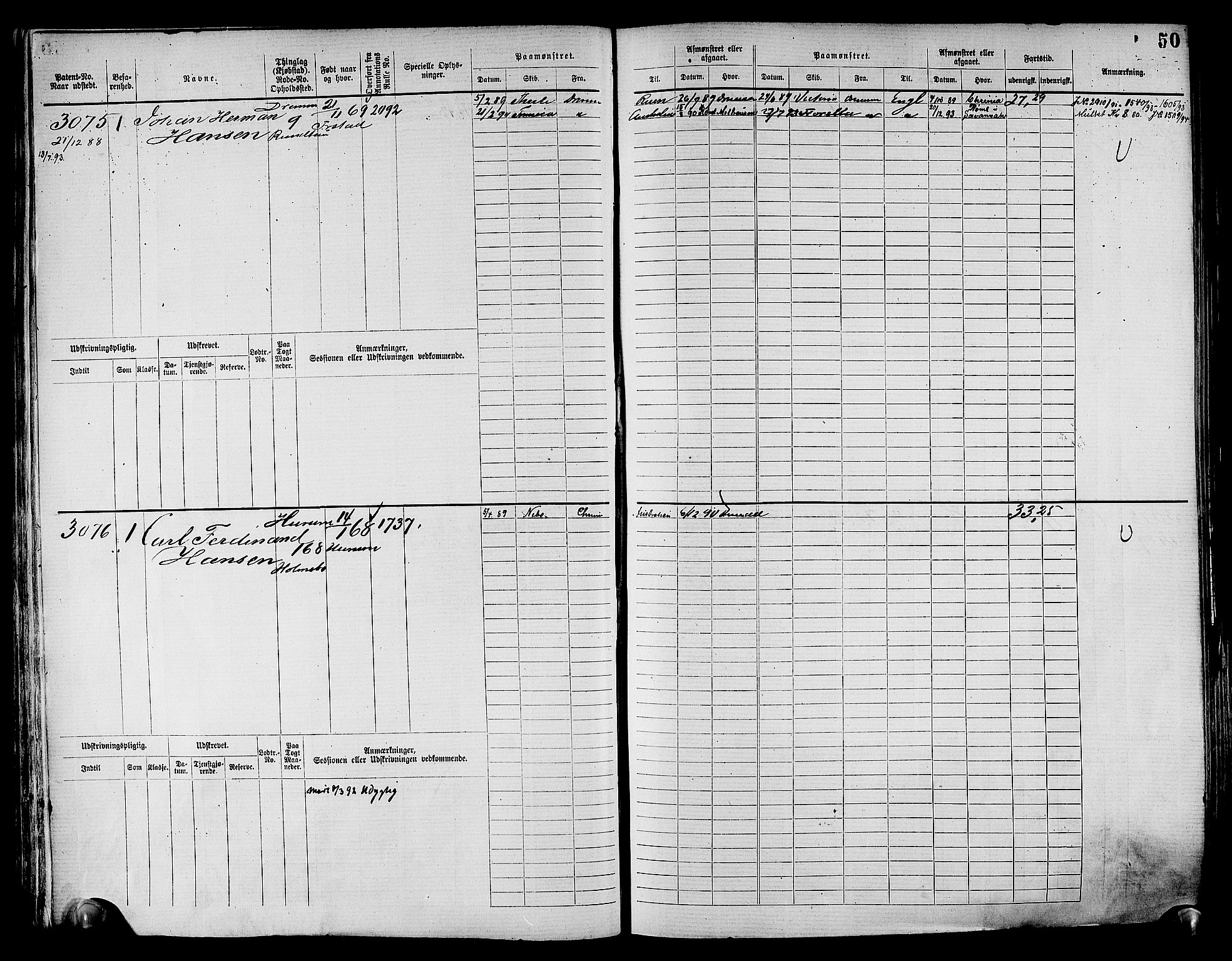 Drammen innrulleringsdistrikt, AV/SAKO-A-781/F/Fc/L0004: Hovedrulle, 1885, s. 53