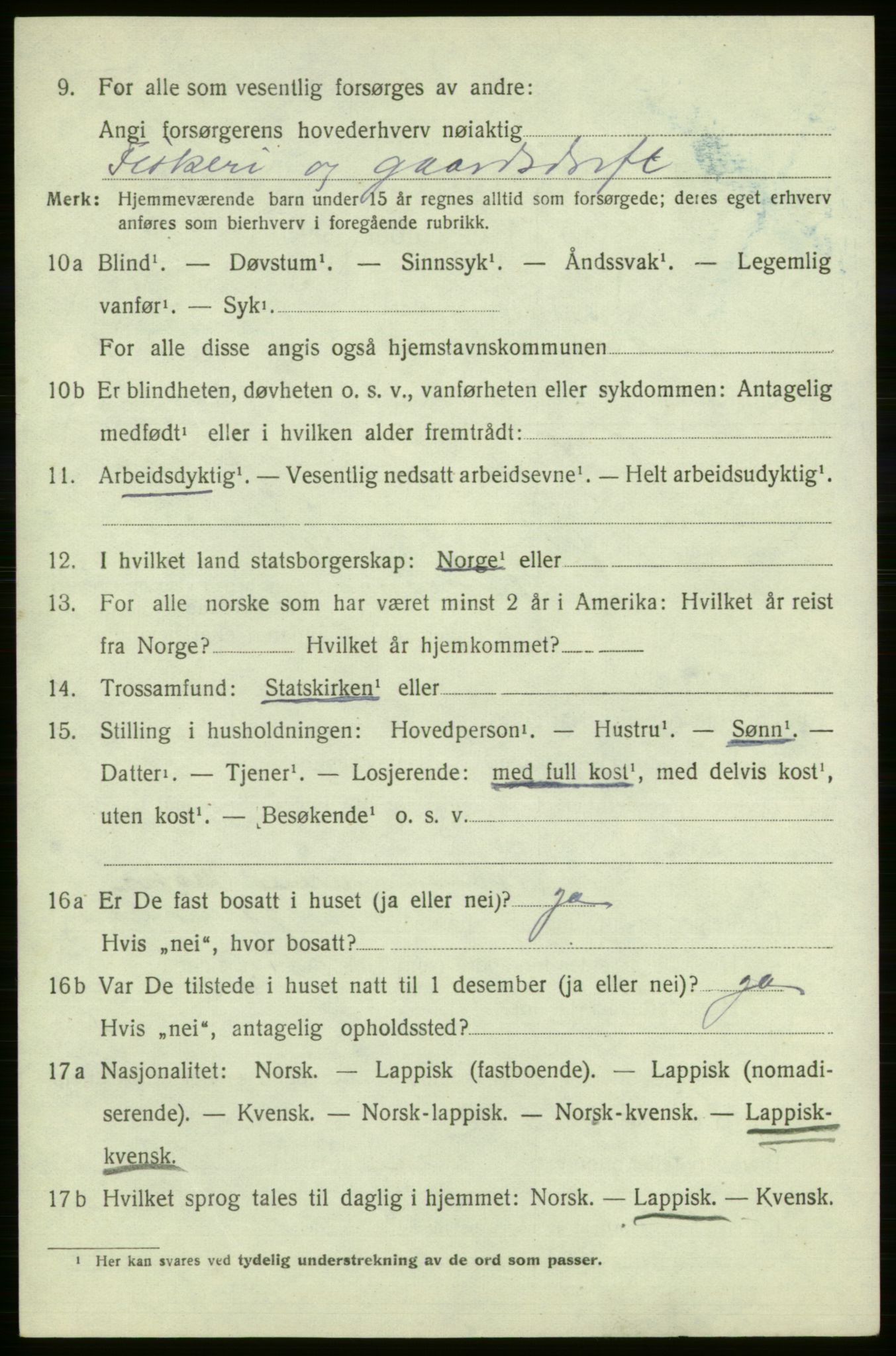 SATØ, Folketelling 1920 for 2017 Kvalsund herred, 1920, s. 2911
