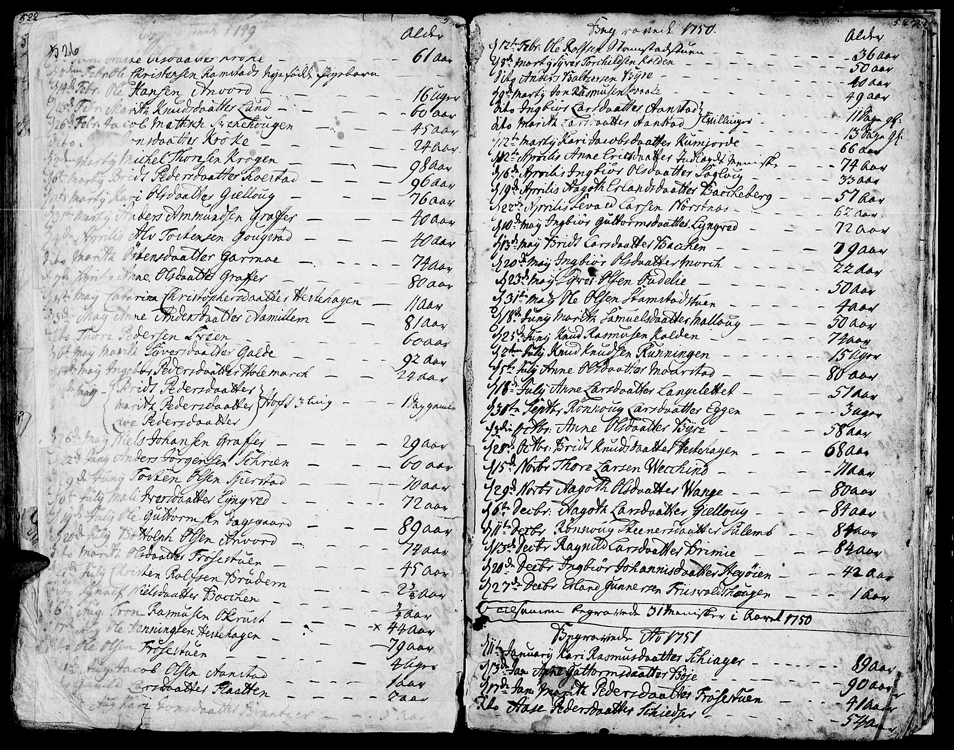 Lom prestekontor, AV/SAH-PREST-070/K/L0002: Ministerialbok nr. 2, 1749-1801, s. 526-527