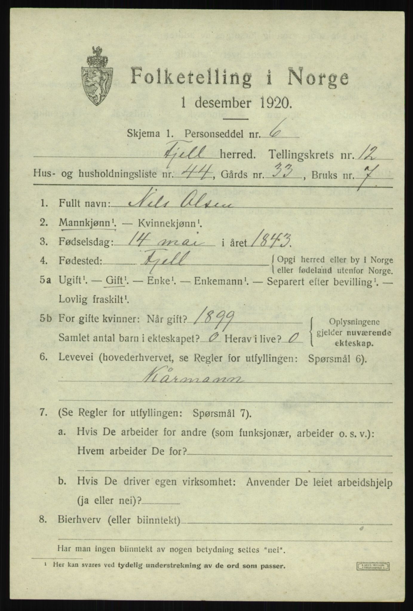 SAB, Folketelling 1920 for 1246 Fjell herred, 1920, s. 11324