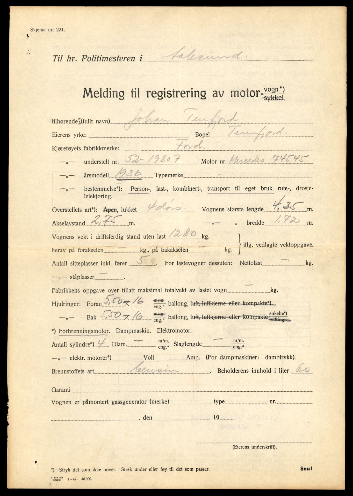 Møre og Romsdal vegkontor - Ålesund trafikkstasjon, AV/SAT-A-4099/F/Fe/L0007: Registreringskort for kjøretøy T 651 - T 746, 1927-1998, s. 2227