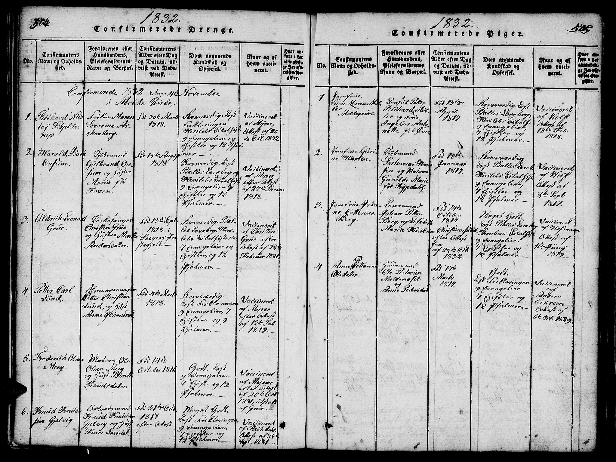 Ministerialprotokoller, klokkerbøker og fødselsregistre - Møre og Romsdal, SAT/A-1454/558/L0688: Ministerialbok nr. 558A02, 1818-1843, s. 504-505