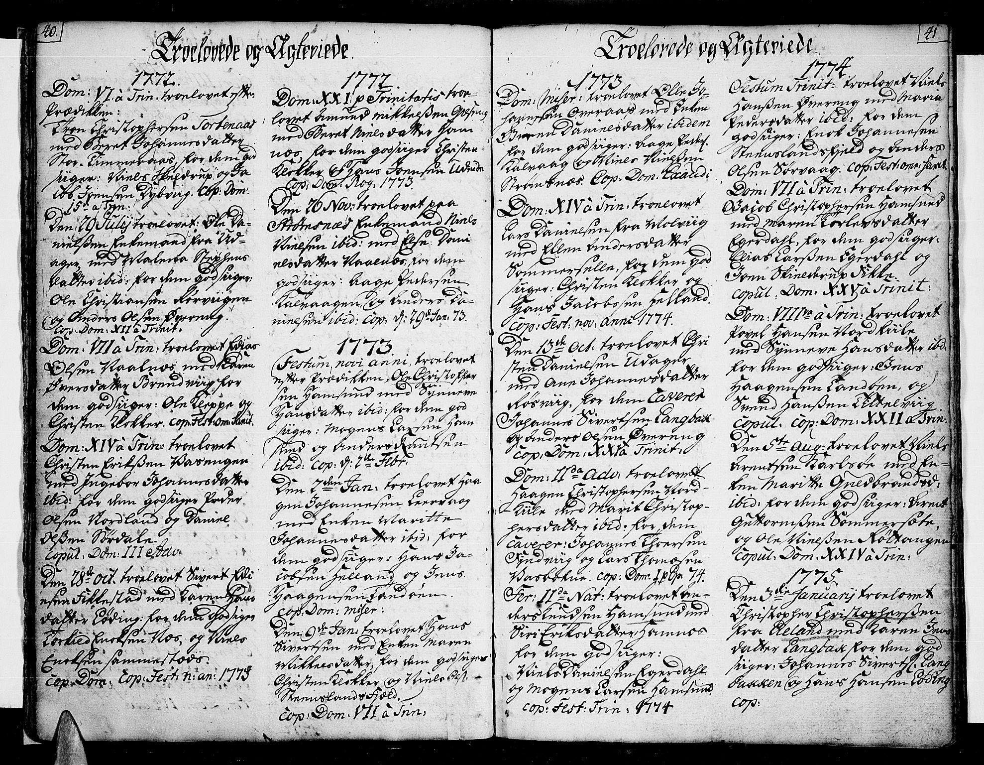 Ministerialprotokoller, klokkerbøker og fødselsregistre - Nordland, AV/SAT-A-1459/859/L0841: Ministerialbok nr. 859A01, 1766-1821, s. 40-41