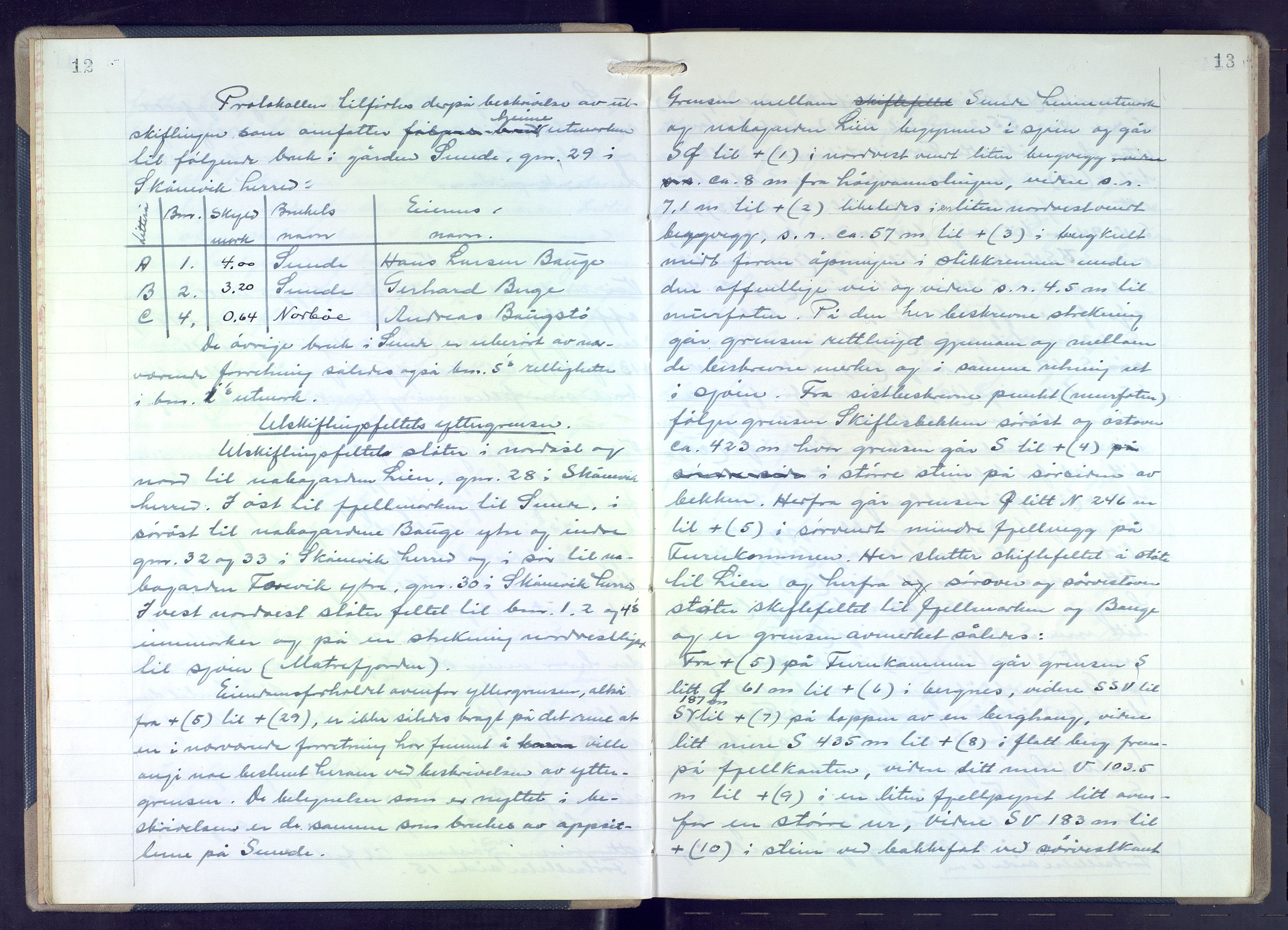 Hordaland jordskiftedøme - VII Indre Sunnhordland jordskiftedistrikt, AV/SAB-A-7401/A/Aa/L0021: Forhandlingsprotokoll, 1945-1953, s. 12-13