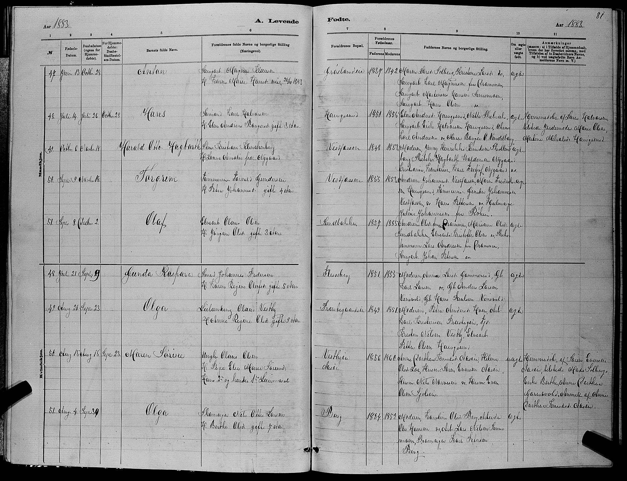 Eiker kirkebøker, AV/SAKO-A-4/G/Ga/L0005: Klokkerbok nr. I 5, 1878-1887, s. 81