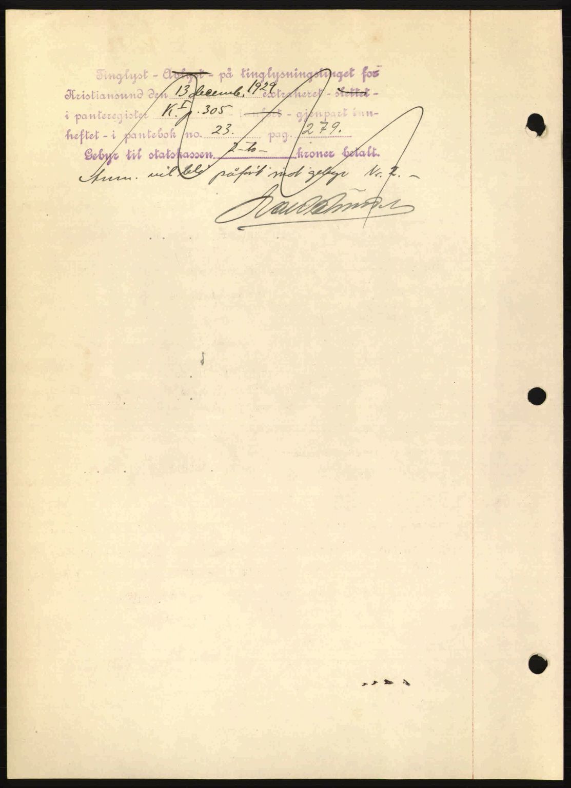 Kristiansund byfogd, AV/SAT-A-4587/A/27: Pantebok nr. 23, 1929-1930, Tingl.dato: 13.12.1929