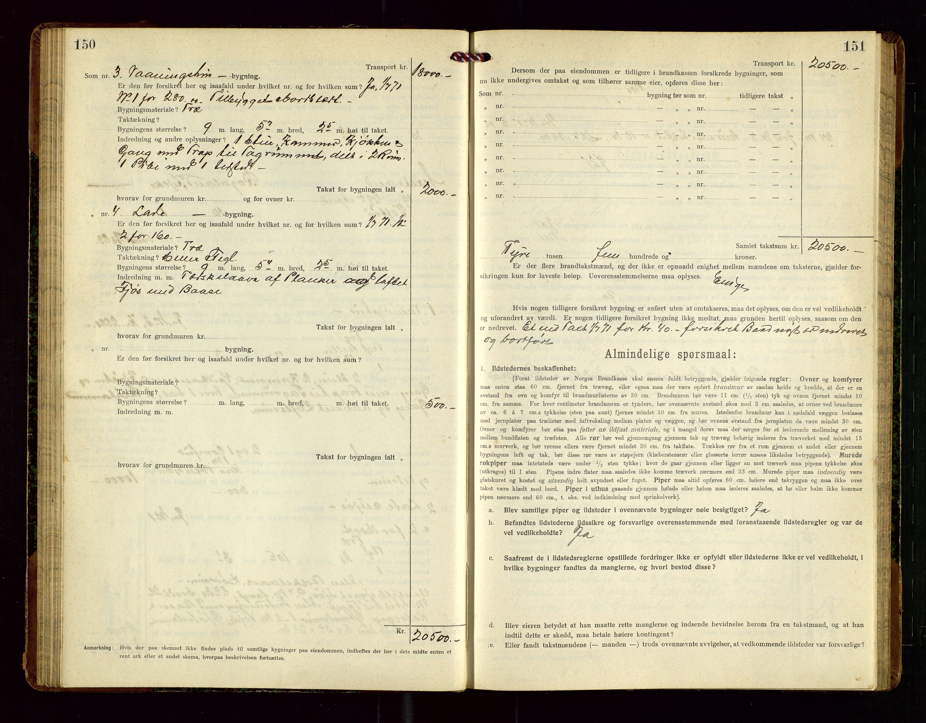 Nedstrand lensmannskontor, SAST/A-100236/Gob/L0002: "Brandtakstprotokol for Nerstrand lensmandsdistrikt Rogaland Fylke", 1916-1949, s. 150-151